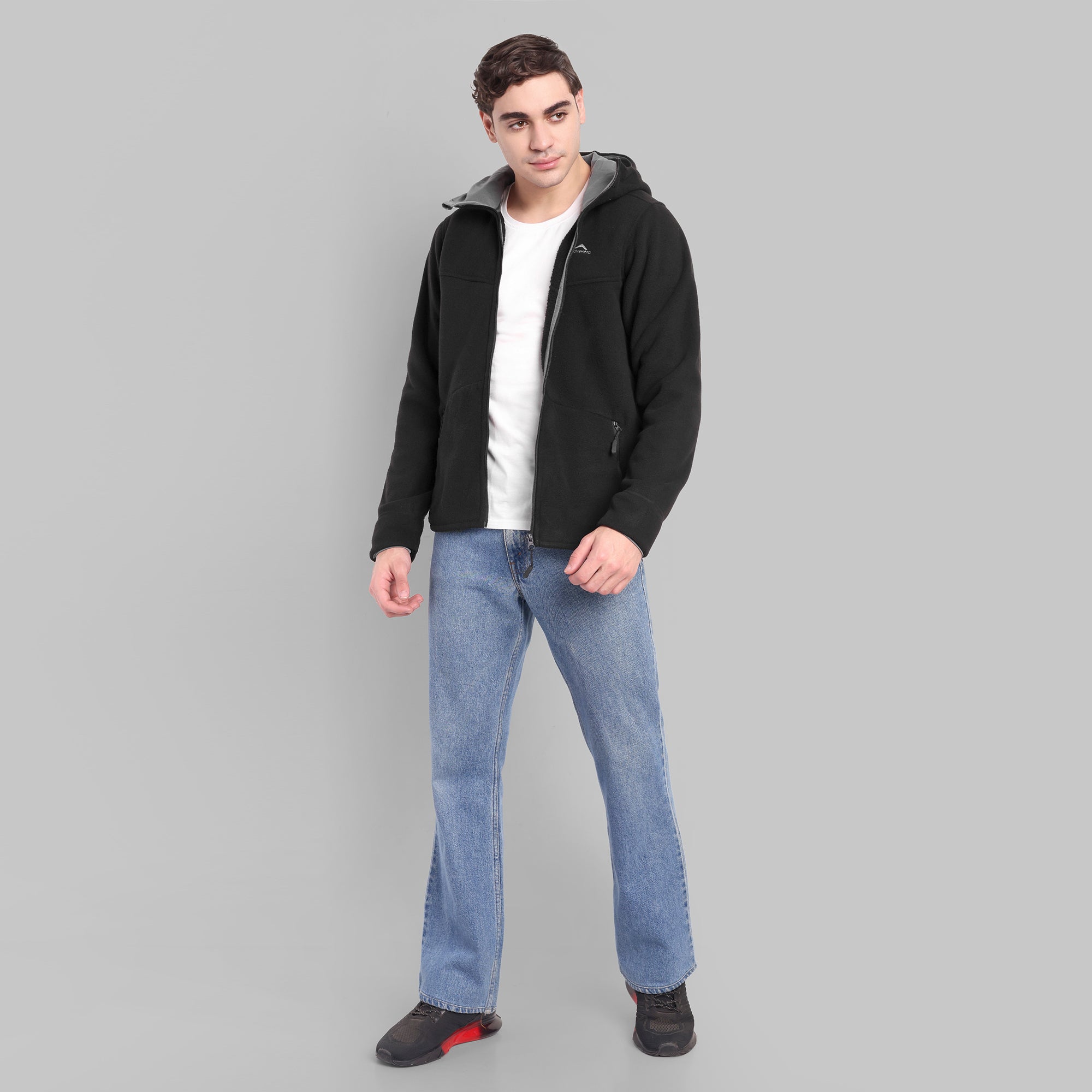 Sherpa Fleece Full Zip Hoodie Jacket – Ultra Warm (ET501) Black-thumbmail-7