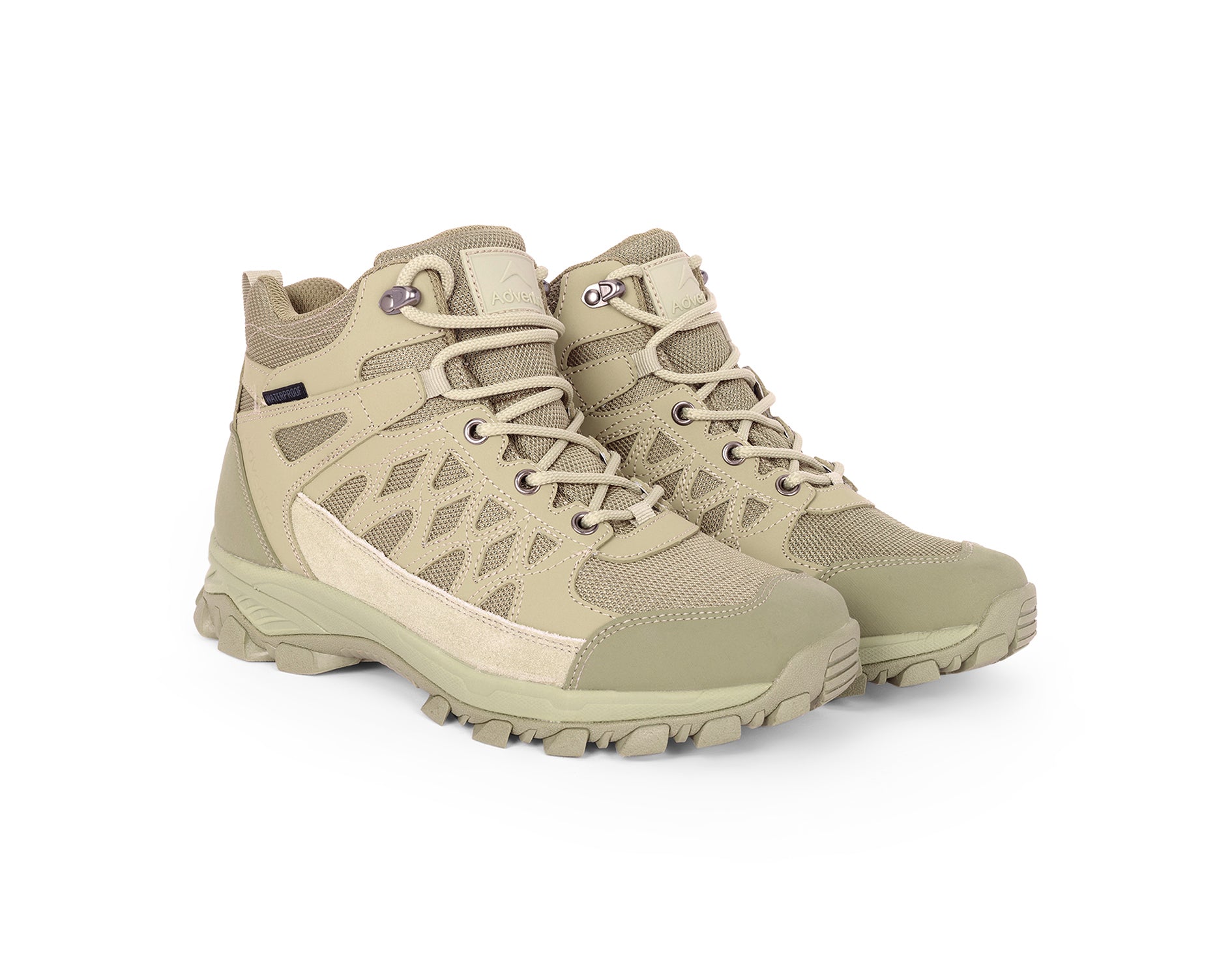 Men Waterproof Mid-Top Hiking Shoes with Cushioned Comfort (WH1107) Beige-thumbmail-3