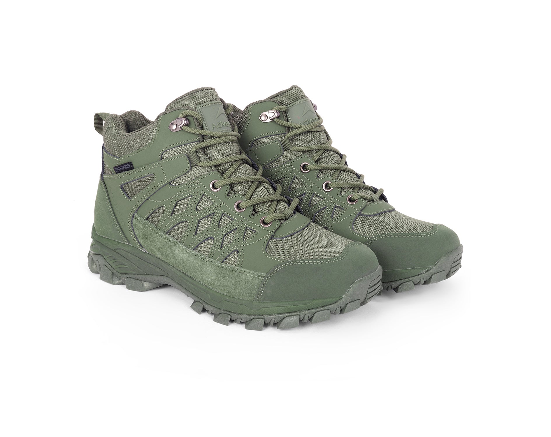 Men Waterproof Mid-Top Hiking Shoes with Cushioned Comfort (WH1107) Green-thumbmail-3