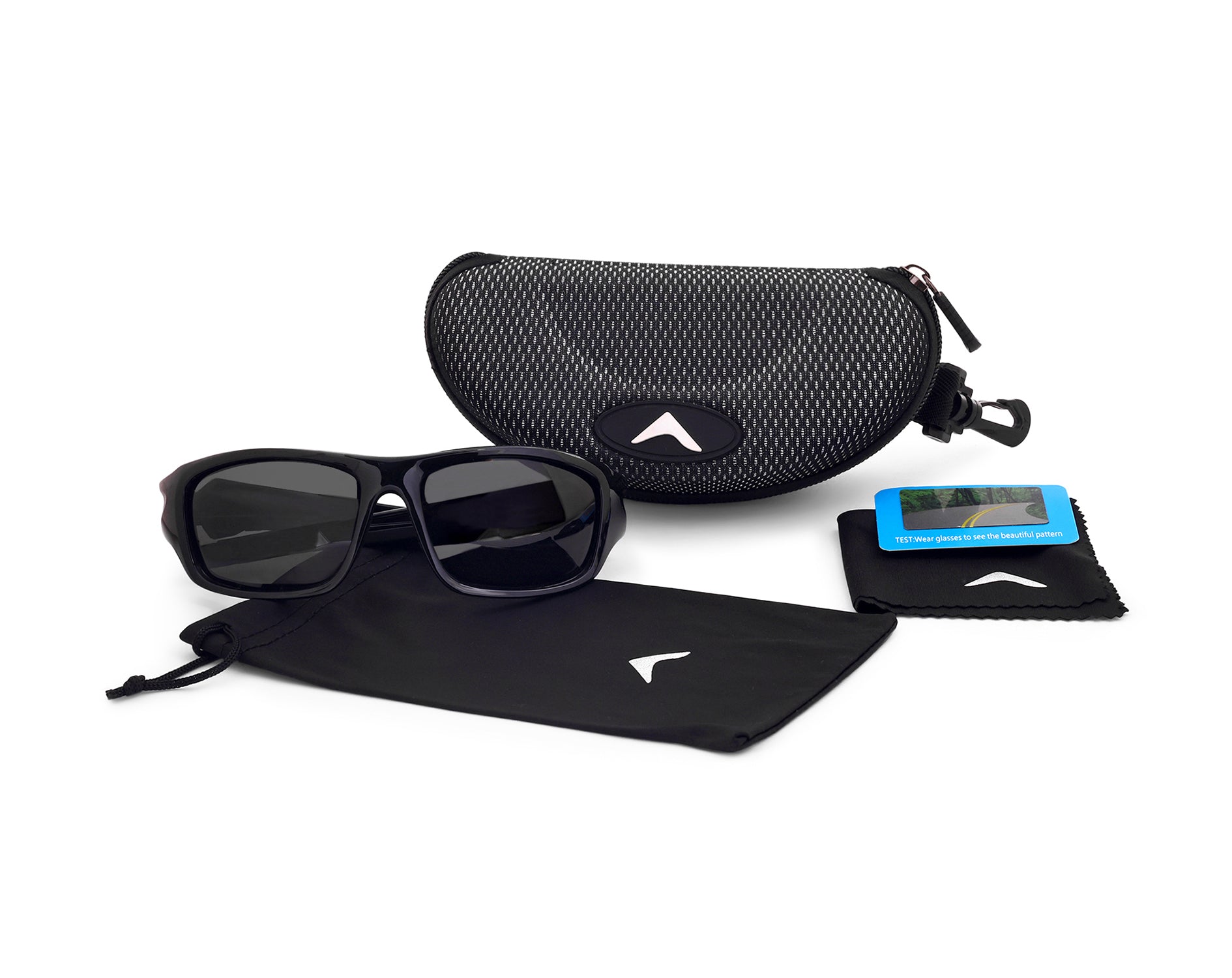 Polarised Wraparound Sunglasses UV Protected Black (WH1101)-thumbmail-6