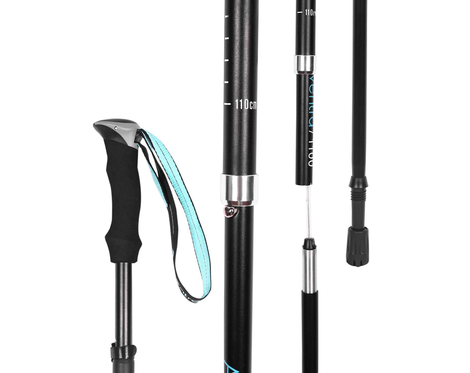 ET1100 5-Section Foldable Ultra Compact Trekking Pole with Adjustable Height – Black-thumbmail-4