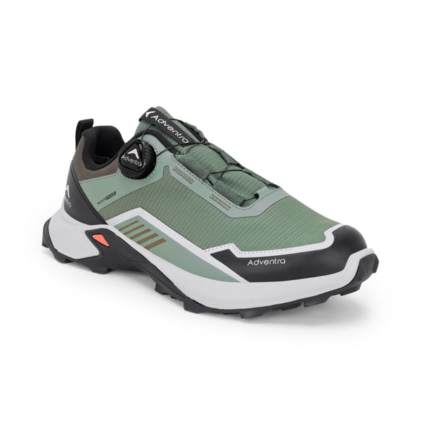 Men Waterproof Low-Top Hiking Shoes with Auto-Lacing (ET1102) Olive Green