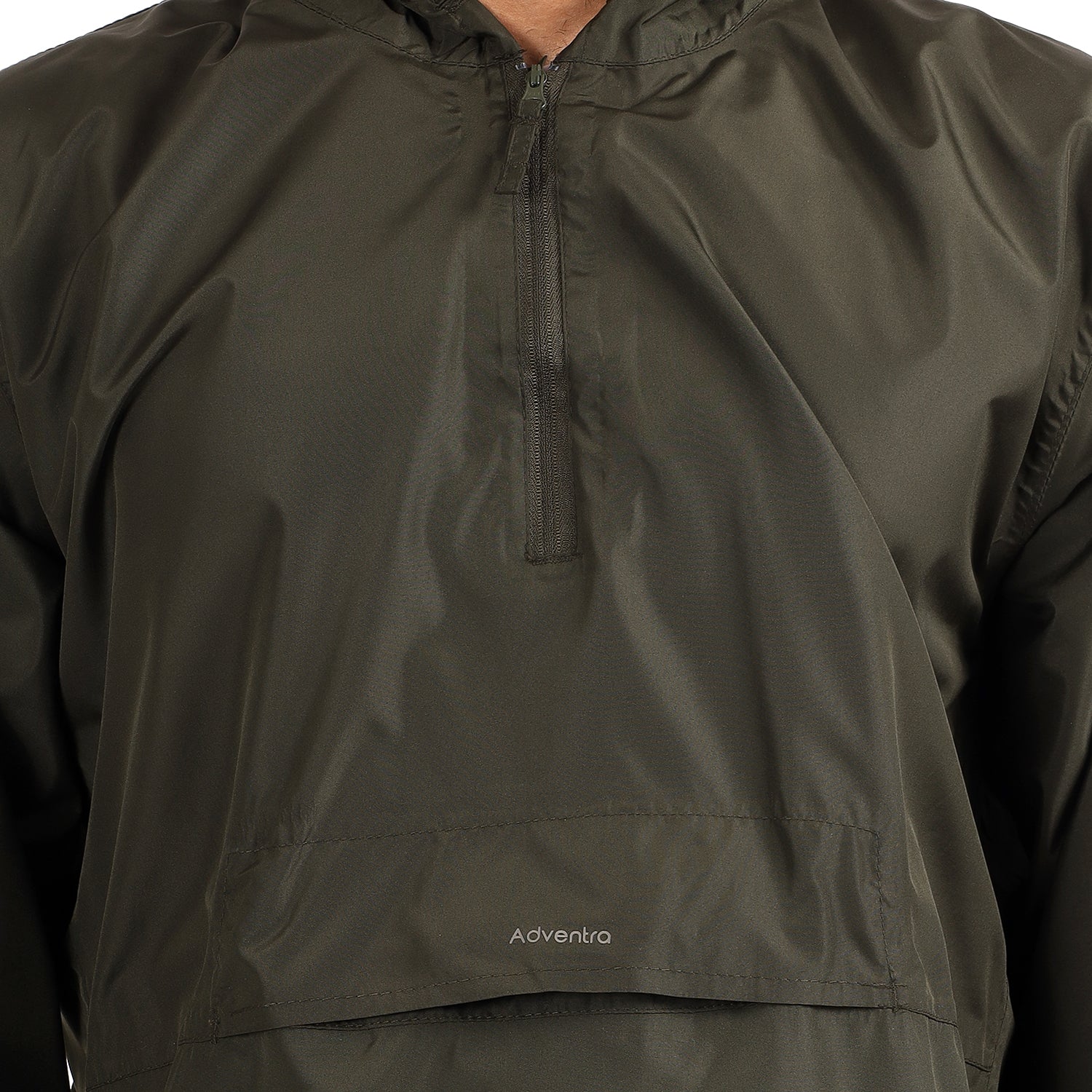 Rain Jacket with pouch, Half zip rain coat, Lightweight, Waterproof | RJ100 | Olive-thumbmail-3
