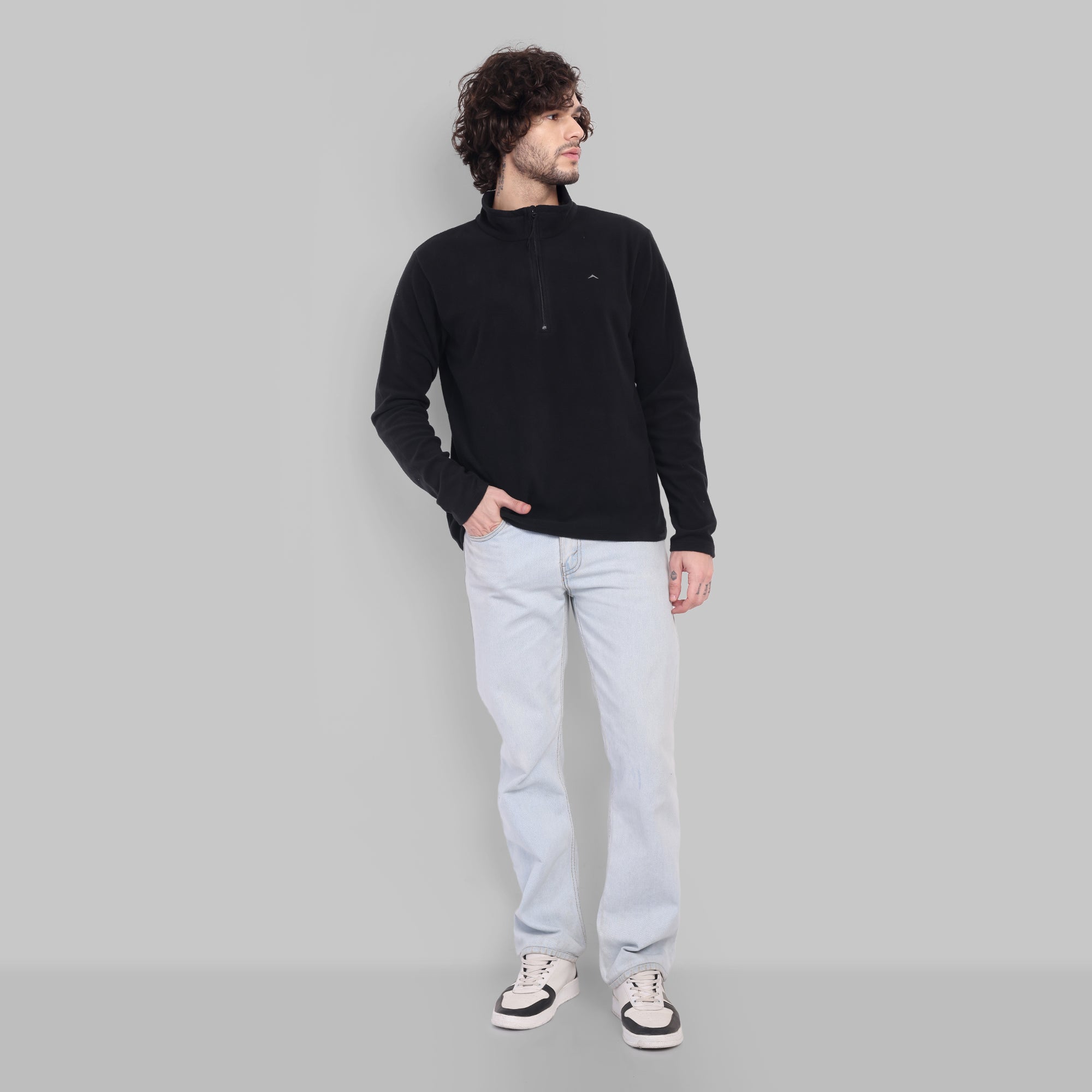 Half Zip Fleece Jacket – Lightweight (ET1000) Black-thumbmail-2