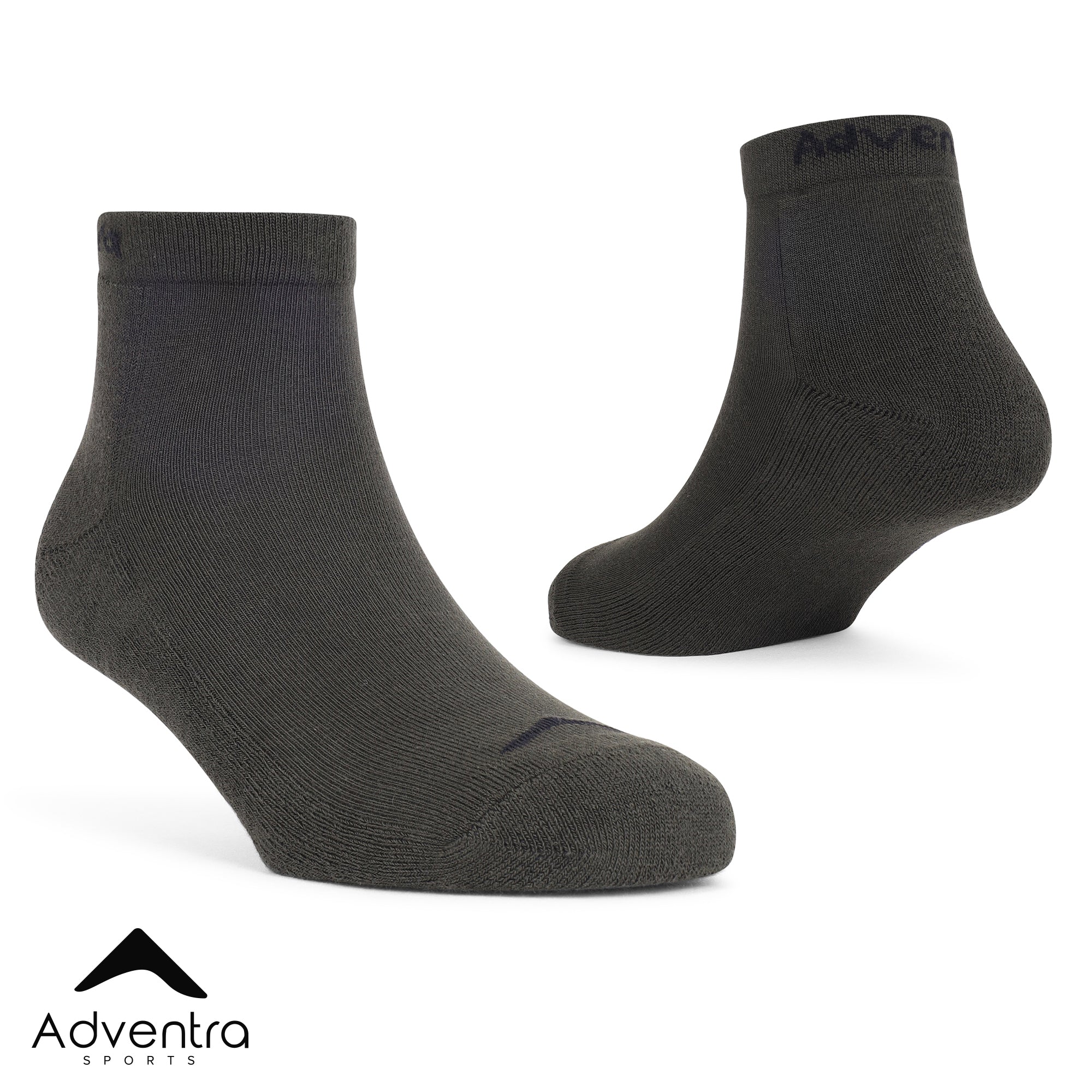 Low Ankle Cotton Socks – Pack of 2 (ES500) – Olive and Black-thumbmail-4