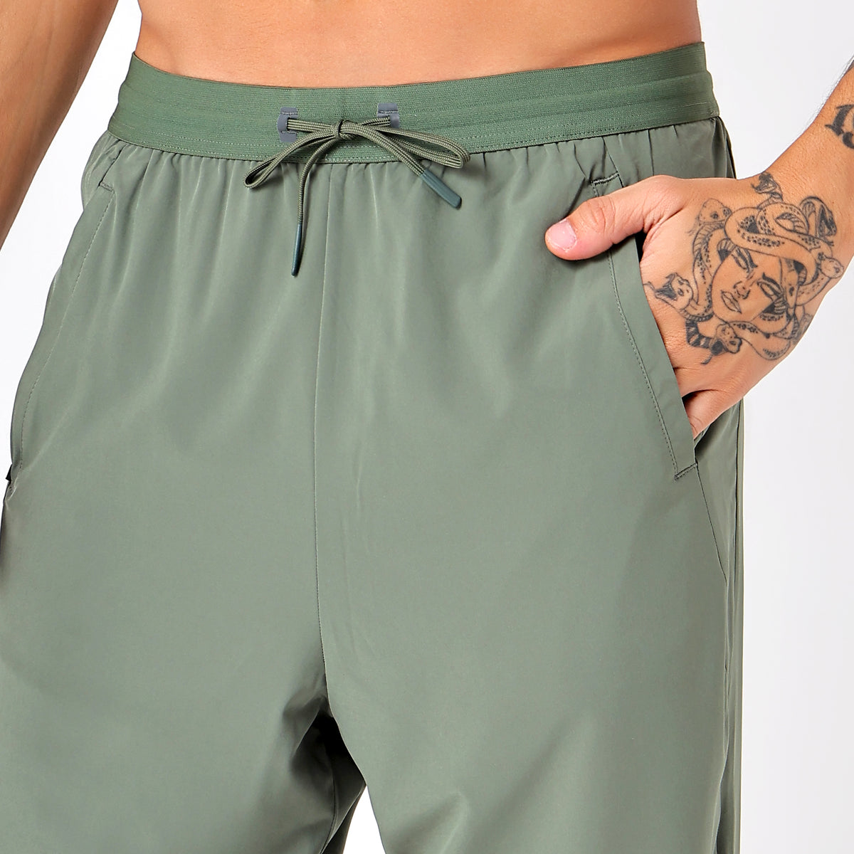 Men's Long Track Pants with 1 Zipper Pocket (EH930) Olive-thumbmail-8