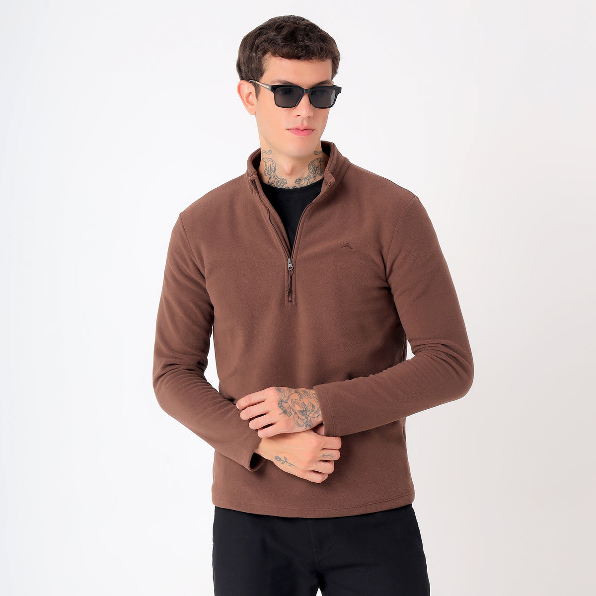 Men's Half Zip Fleece Jacket – Lightweight (EH400) Brown-thumbmail-8