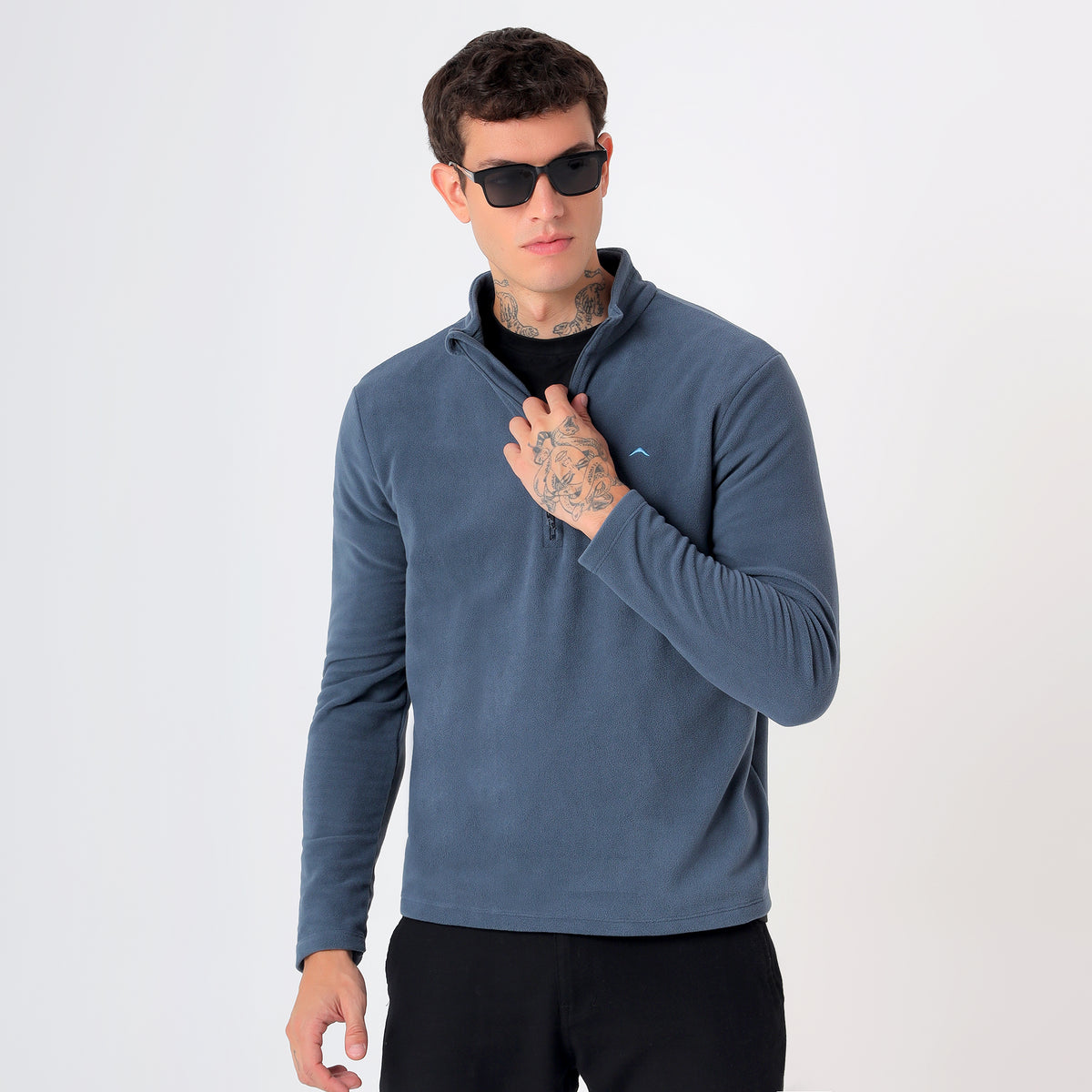 Men's Half Zip Fleece Jacket – Lightweight (EH400) Blue Grey-thumbmail-8
