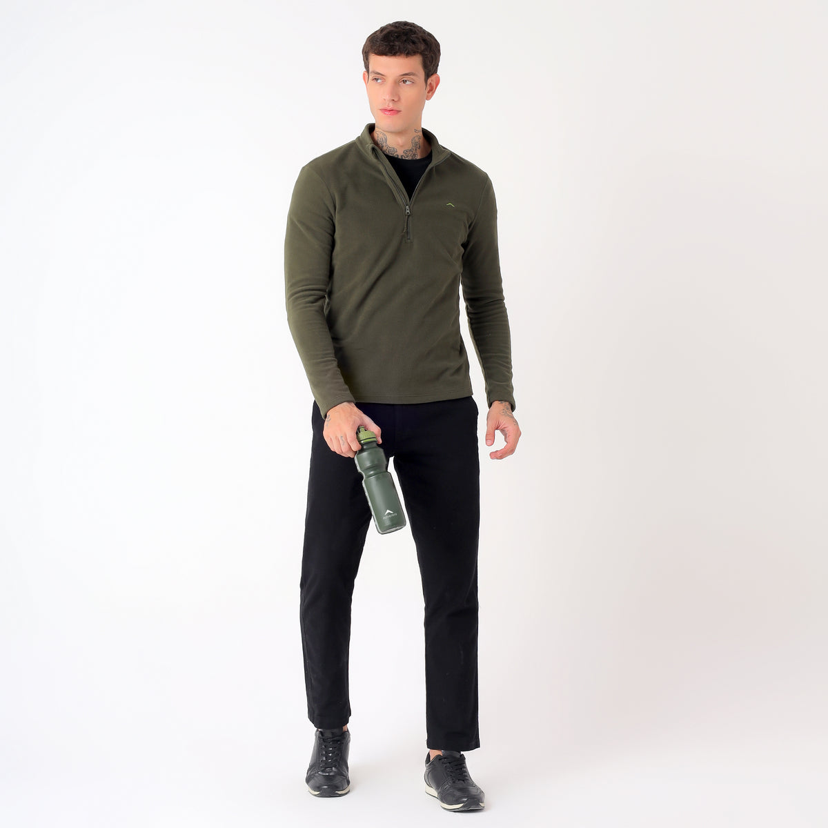 Men's Half Zip Fleece Jacket – Lightweight (EH400) Olive-thumbmail-8