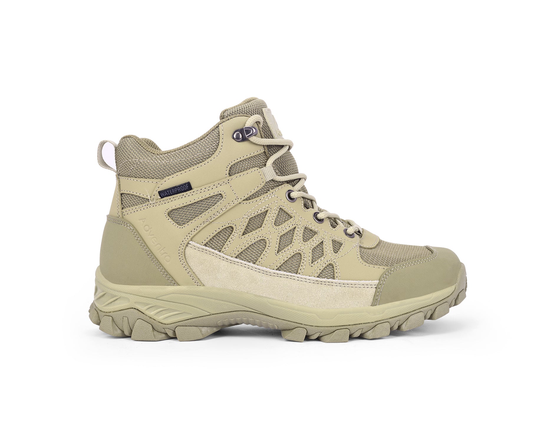Men Waterproof Mid-Top Hiking Shoes with Cushioned Comfort (WH1107) Beige-thumbmail-6