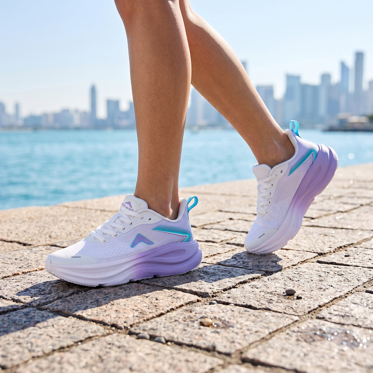 Women's Lightweight Running Sports Shoes | Walking & Gym | (RR900) White - Purple-thumbmail-2