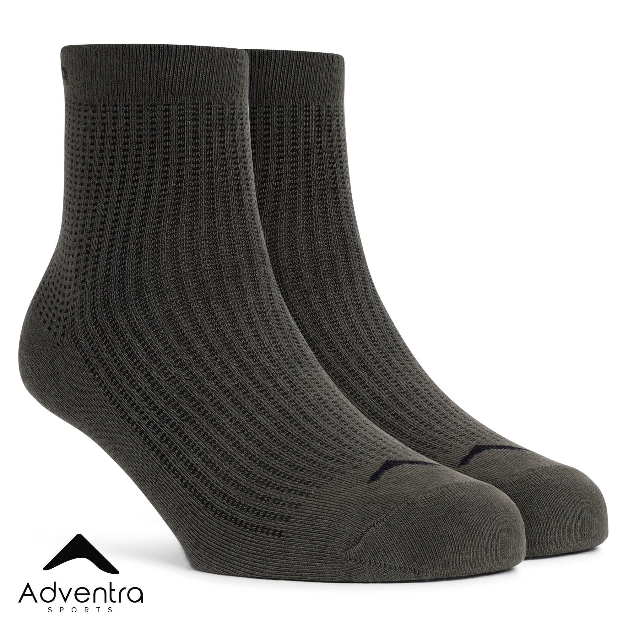 Mid Ankle Cotton Socks – Pack of 2 (ES700) – Olive and White-thumbmail-3
