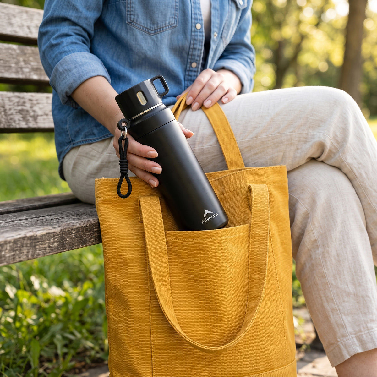 Adventra Trail Hydration Water Bottle 950 ml with Cup – Black – BT101-thumbmail-2