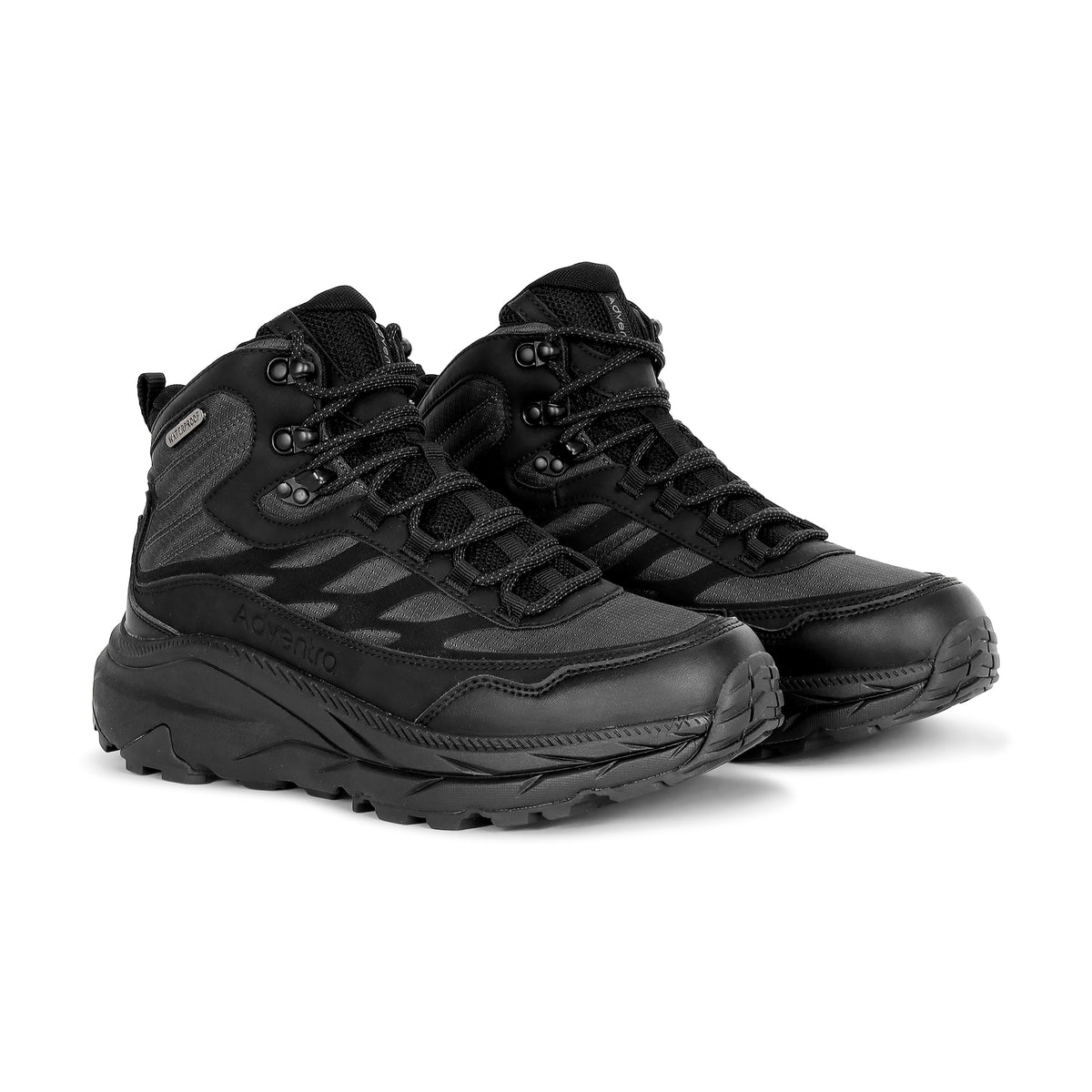 Waterproof Mid Ankle Hiking Shoes with Anti-Skid Rubber Sole (ET1112) - Black-thumbmail-5