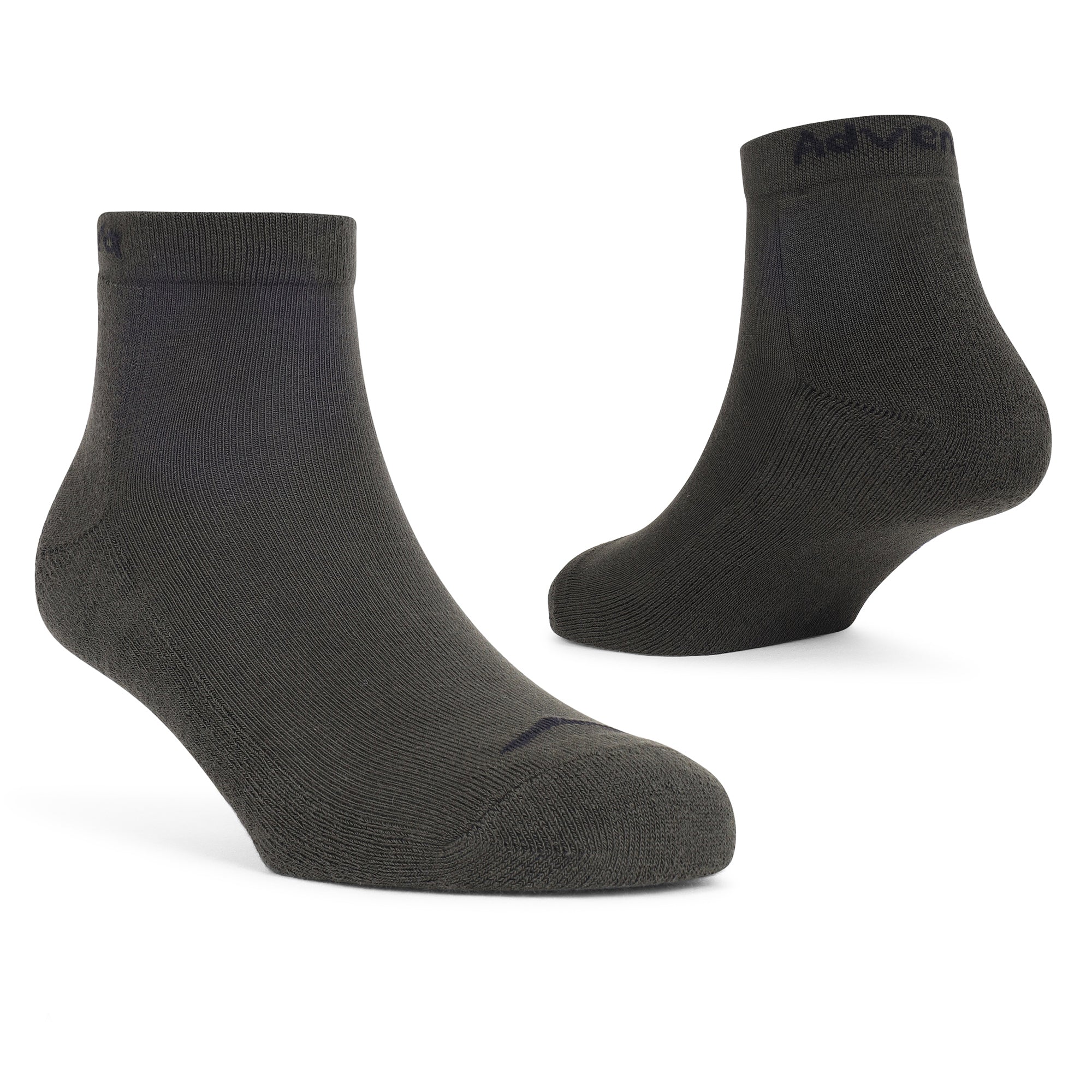 Low Ankle Cotton Socks – Pack of 2 (ES500) – Olive and Black-thumbmail-4