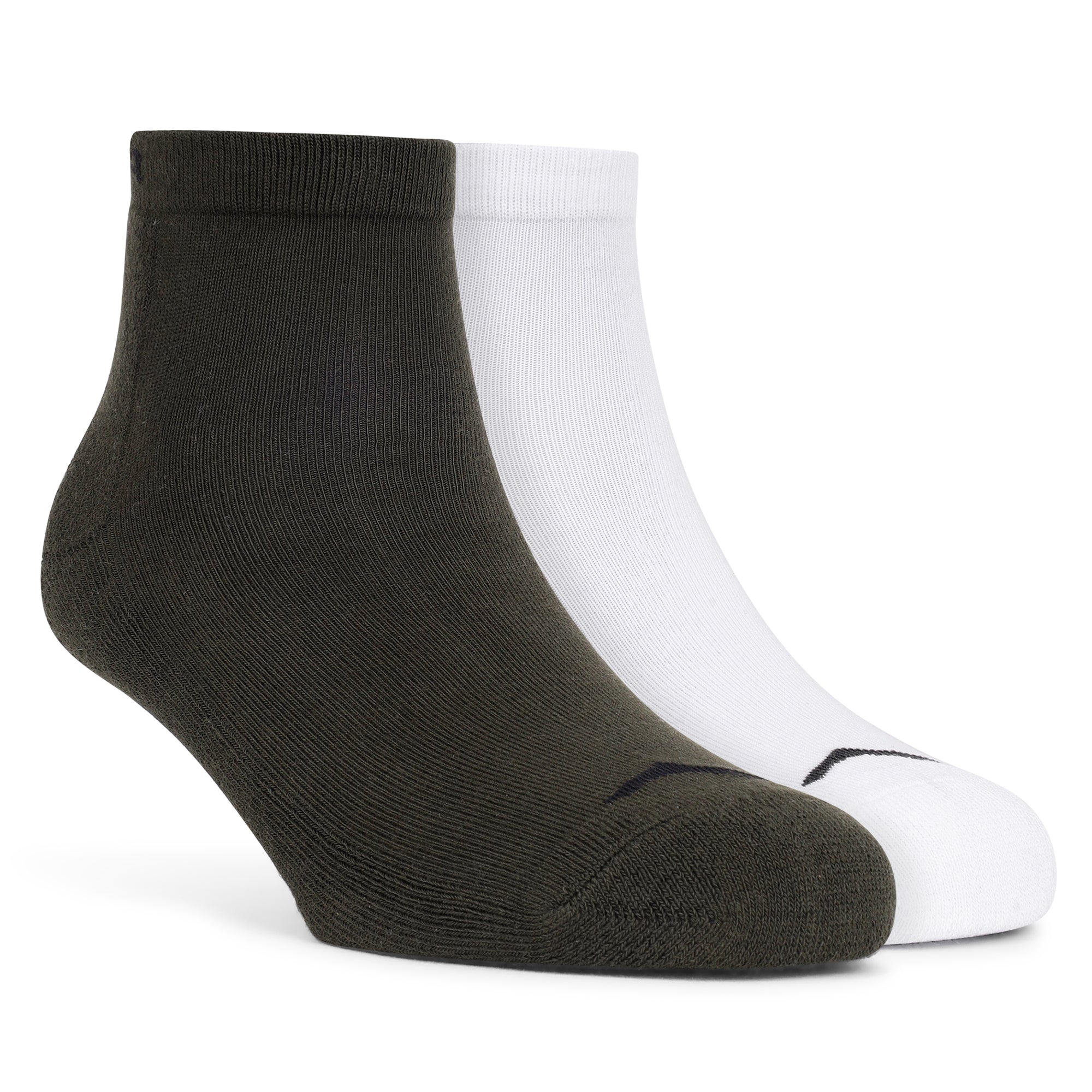 Low Ankle Cotton Socks – Pack of 2 (ES500) – Olive and White-thumbmail-1