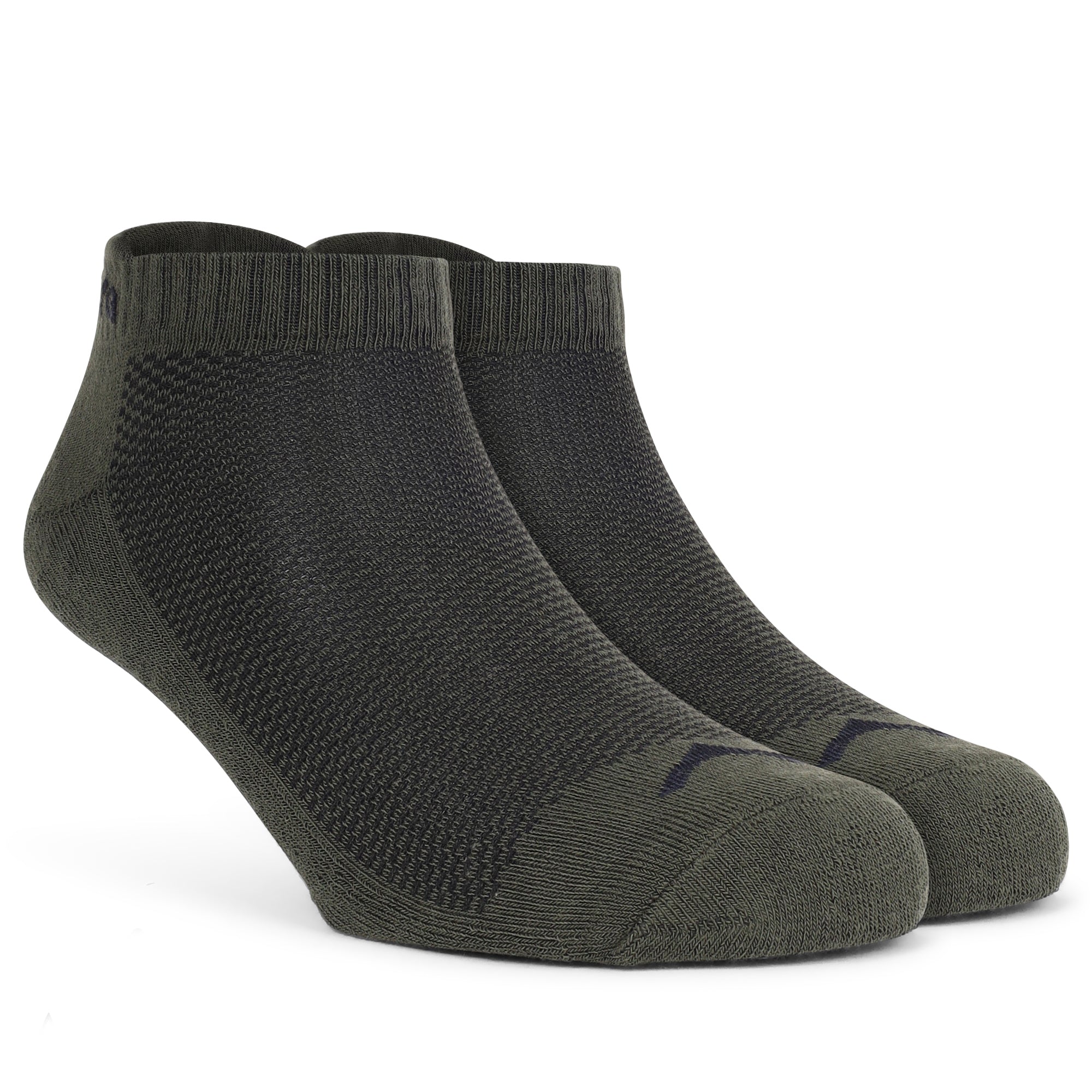 Low Ankle Cotton Socks – Pack of 2 (ES400) – White and Olive-thumbmail-4