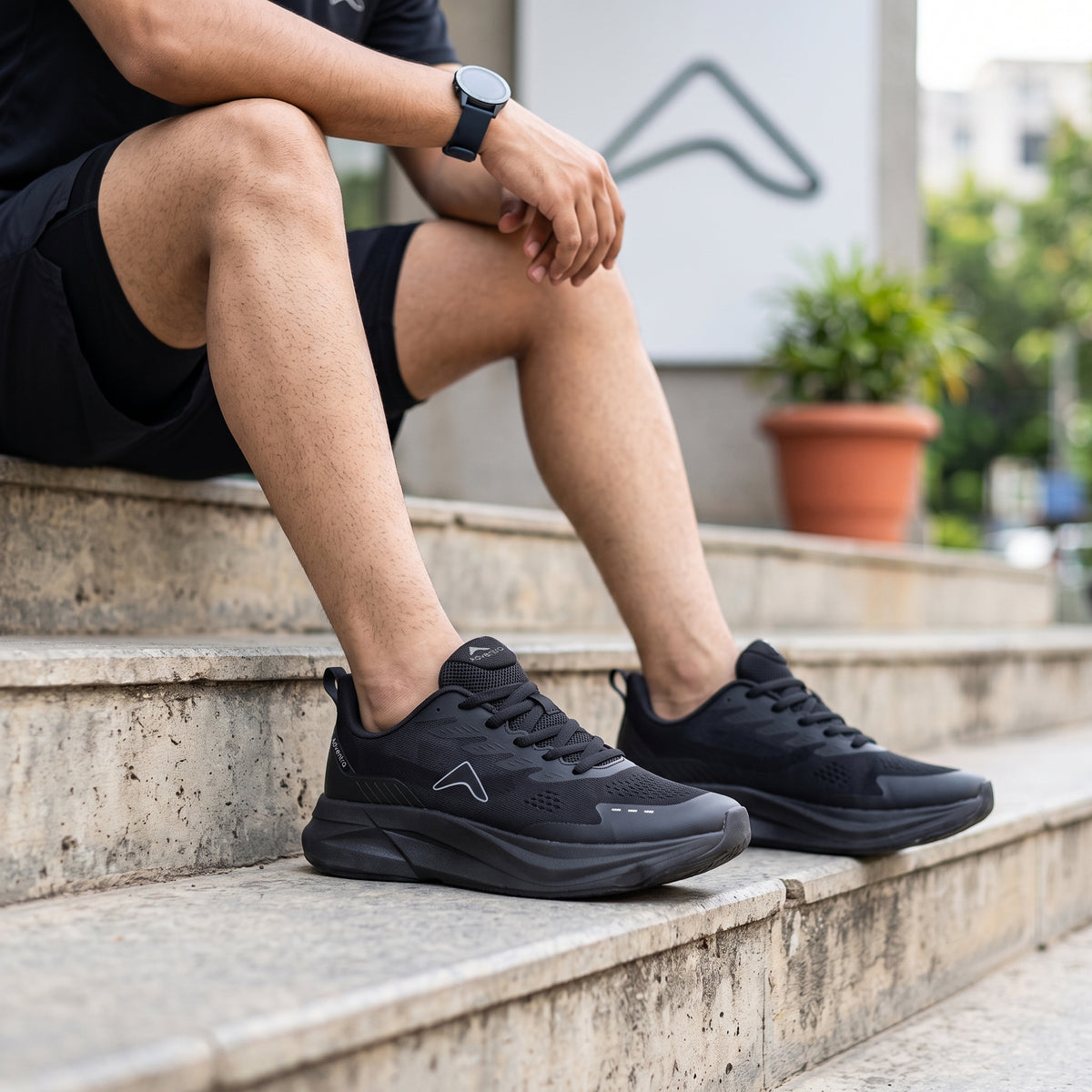 Men's Running Shoes | Breathable Mesh Sports Shoes | (RR500) Black-thumbmail-2