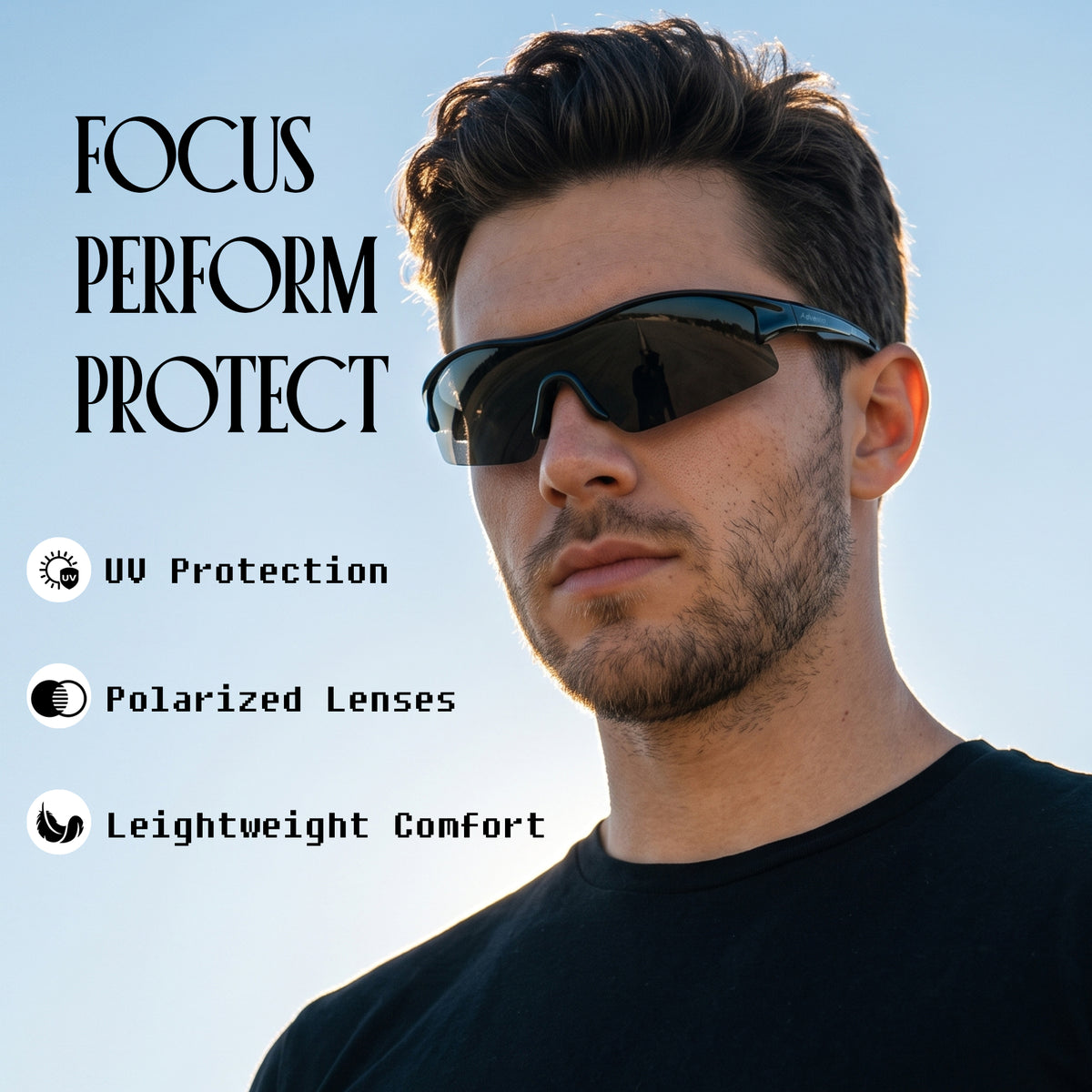 Anti-UV Cat 4 Impact Resistant Sports Sunglasses – WH1111 – Black-thumbmail-4