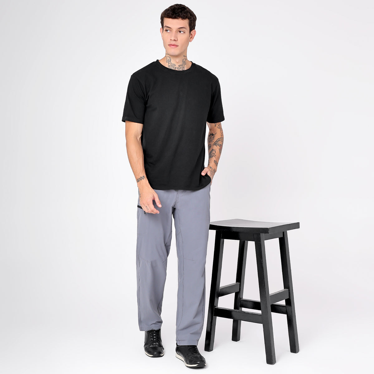 Men's Lightweight Cargo Pants with Zipper Pockets (EH910) - Grey-thumbmail-2