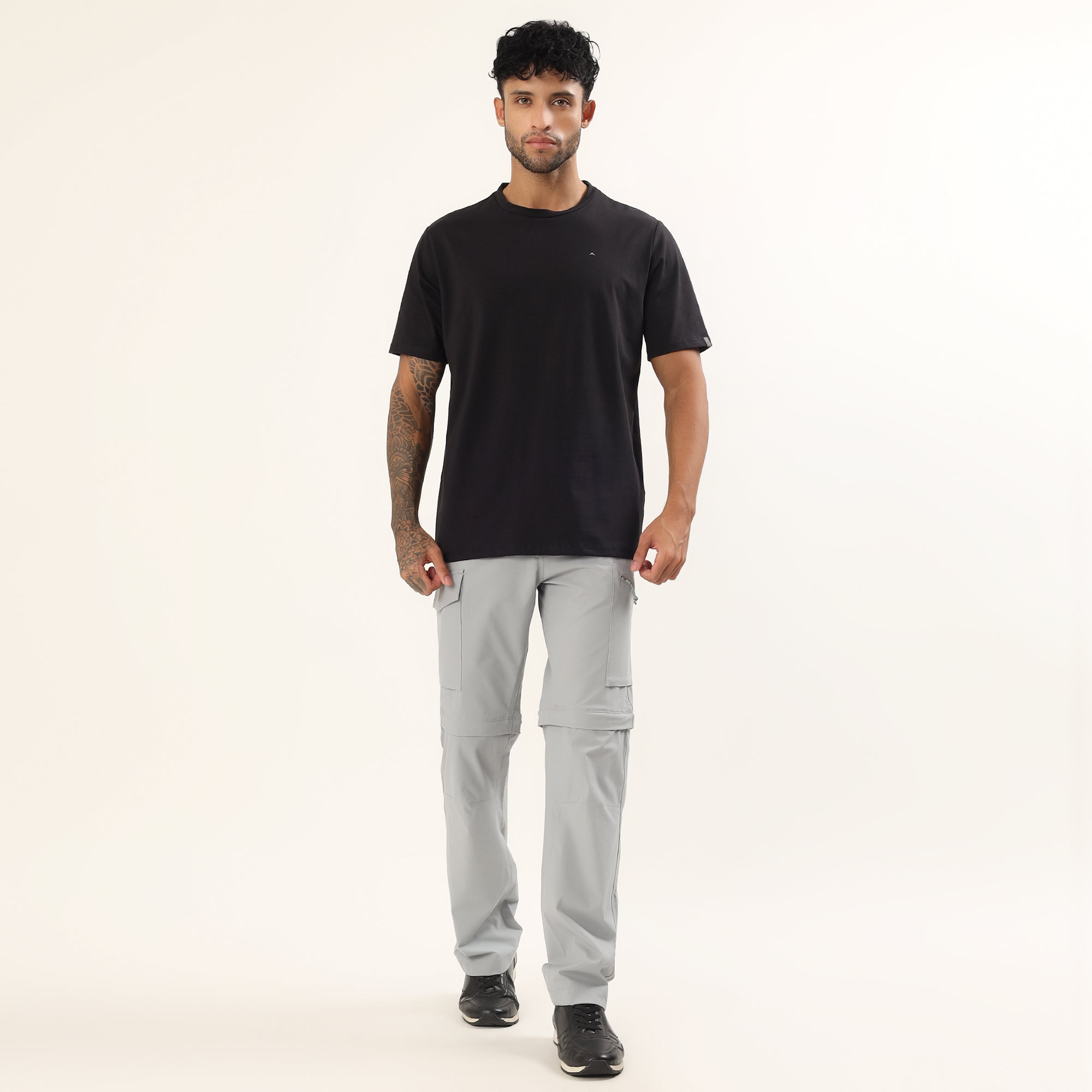 Adventra Men Cotton Lycra Round Neck T-Shirt | APR500 | Black-thumbmail-2
