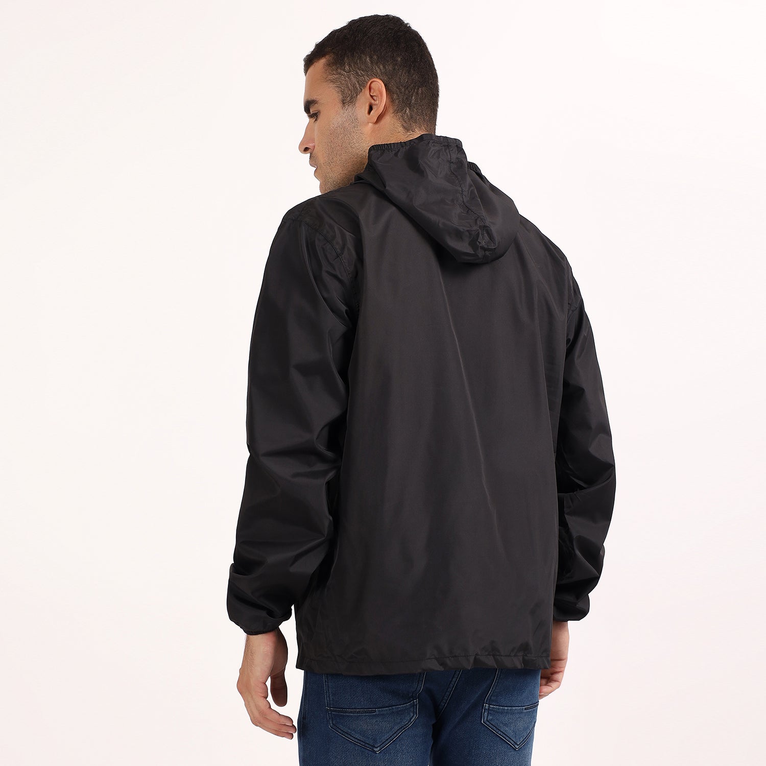 Rain Jacket with pouch, Half zip rain coat, Lightweight, Waterproof | RJ100 | Black-thumbmail-4