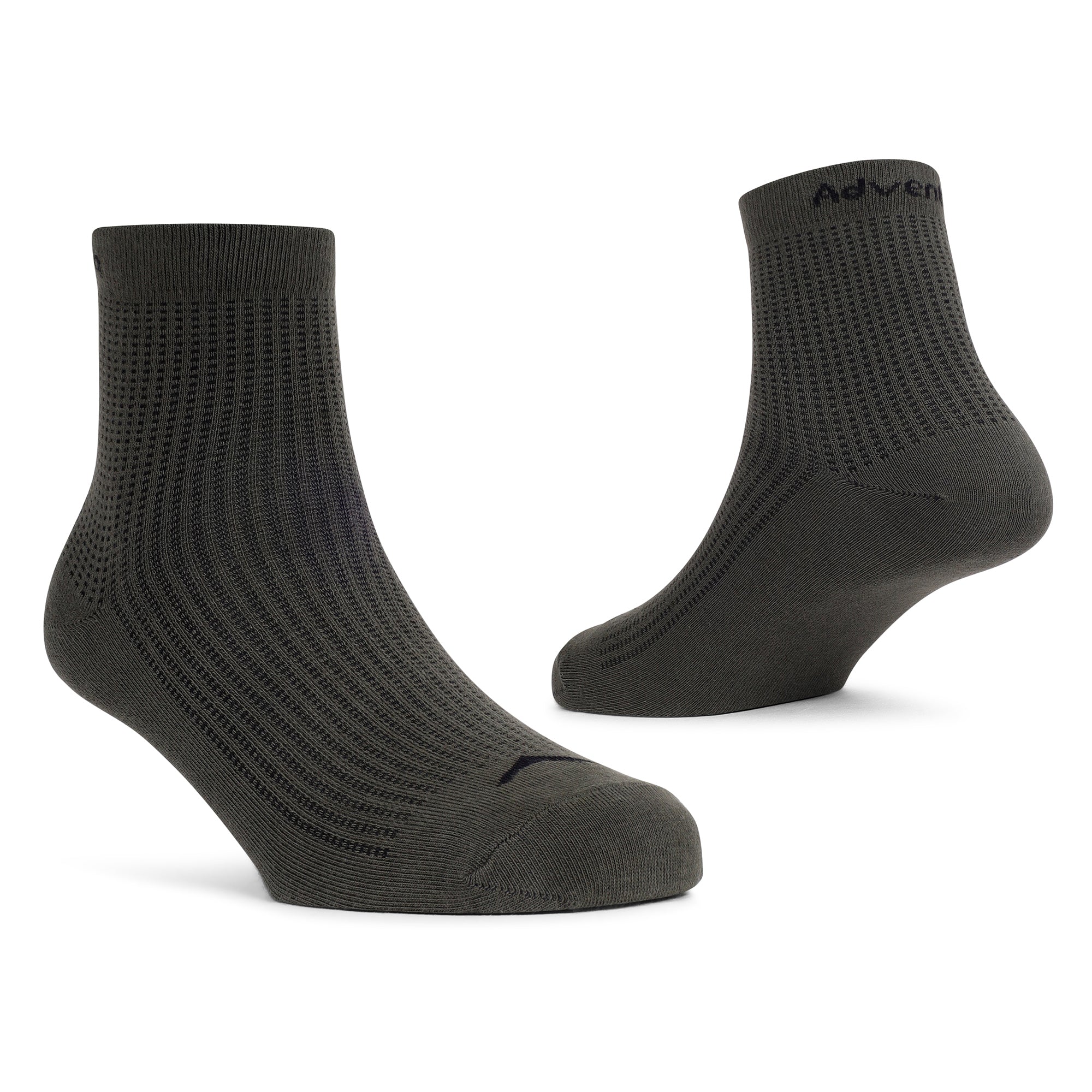 Mid Ankle Cotton Socks – Pack of 2 (ES700) – Olive and White-thumbmail-5