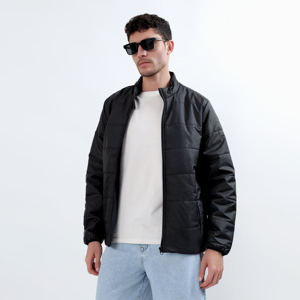 Men's Basic Winter Puffer Jacket – Water Repellent, Quilted - WH100 (Black)-thumbmail-4