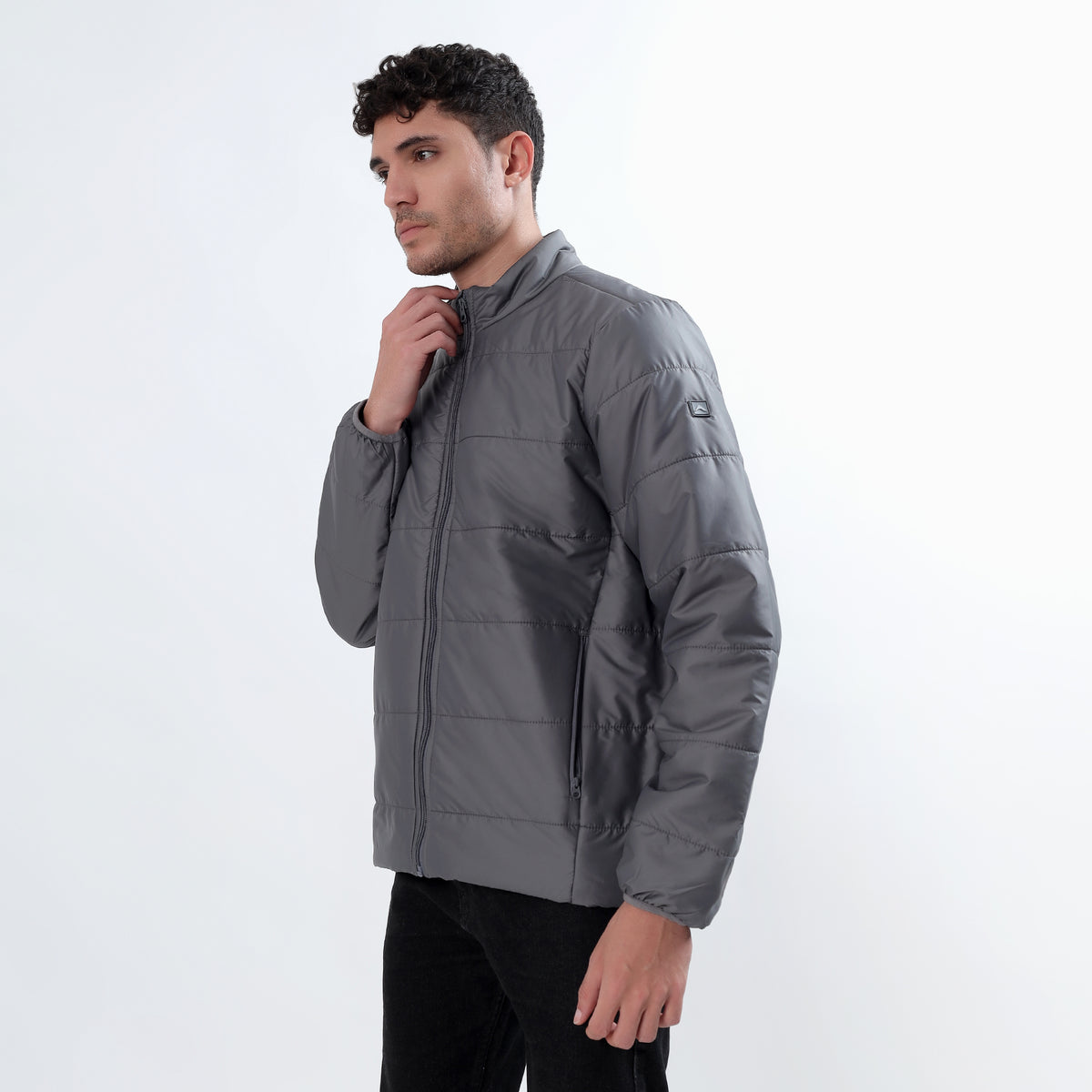 Men's Basic Winter Puffer Jacket – Water Repellent, Quilted - WH100 (Grey)-thumbmail-5