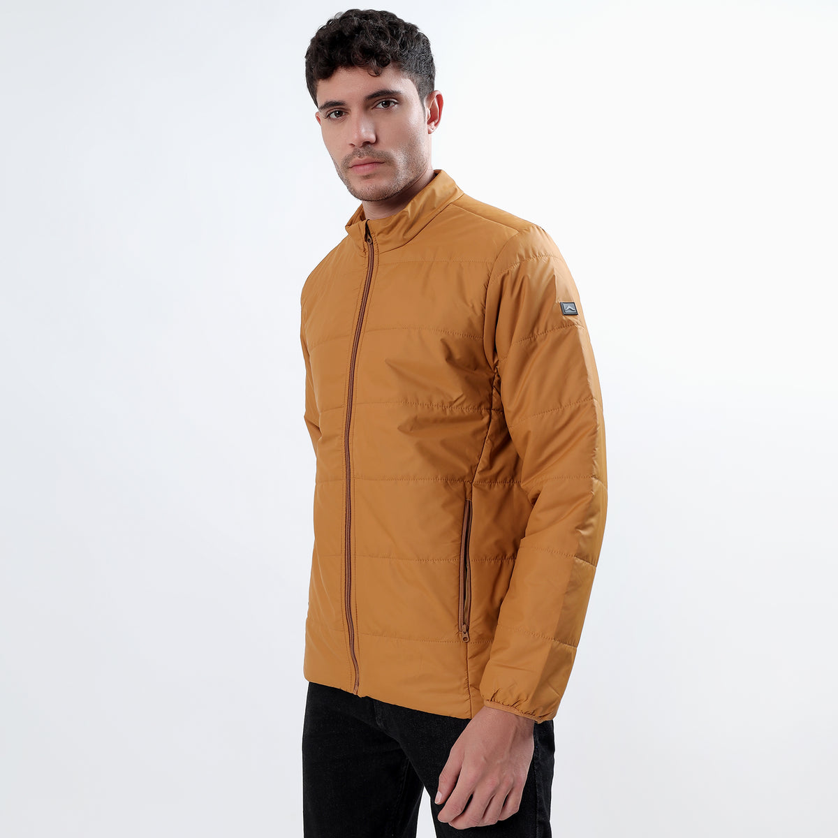 Men's Basic Winter Puffer Jacket – Water Repellent, Quilted - WH100 (Tan)-thumbmail-5
