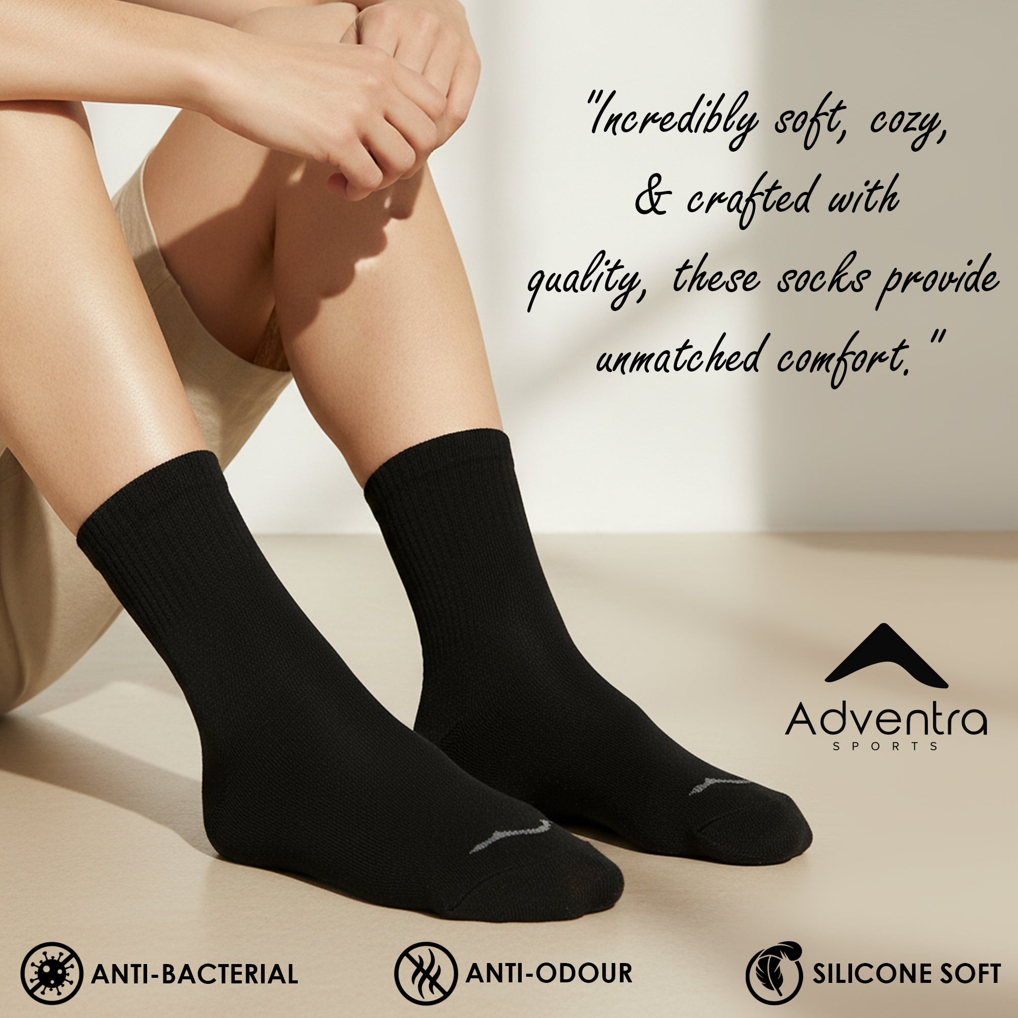 Mid Ankle Cotton Socks – Pack of 2 (ES700) – Black and White-thumbmail-3