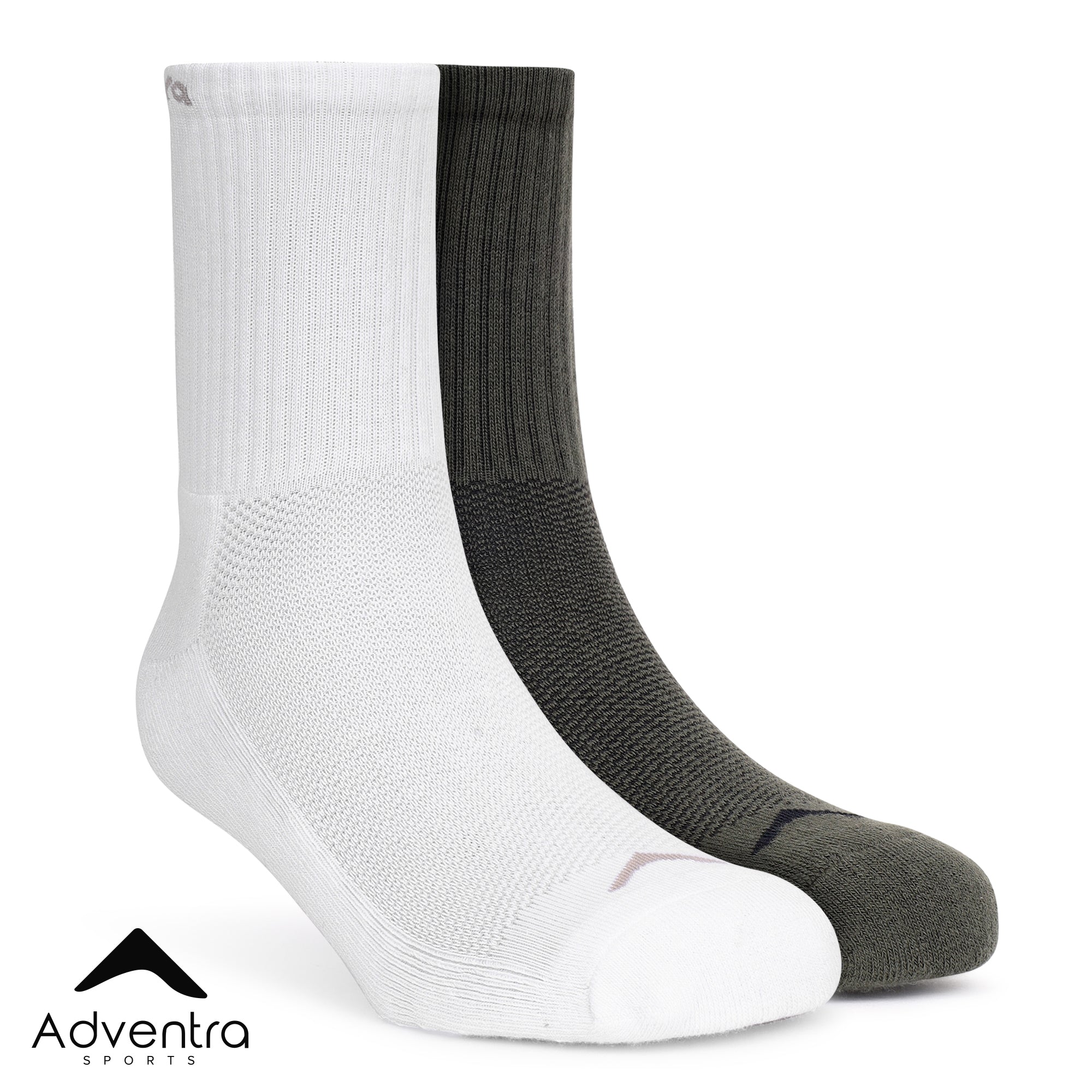 High Ankle Socks - Pack of 2 (ES500) - Olive and White