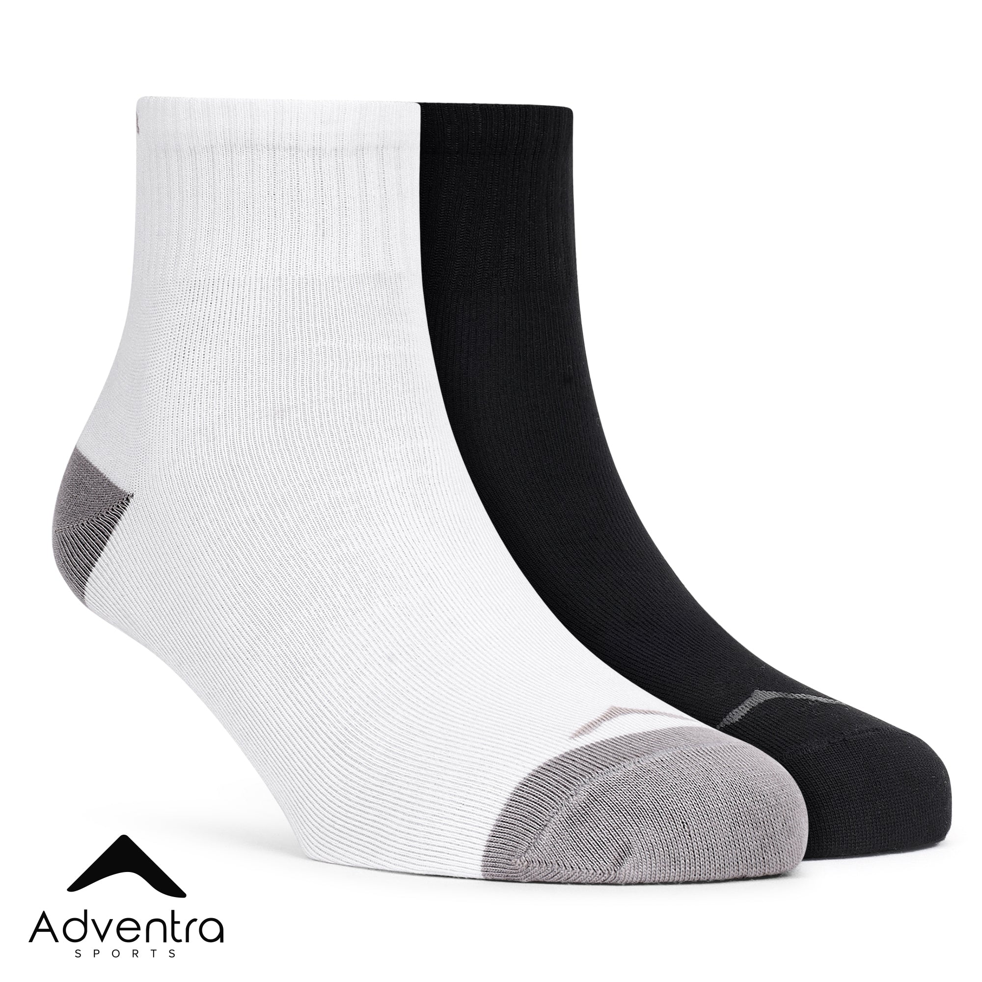 Mid Ankle Socks - Pack of 2 (BS500) -White-Black