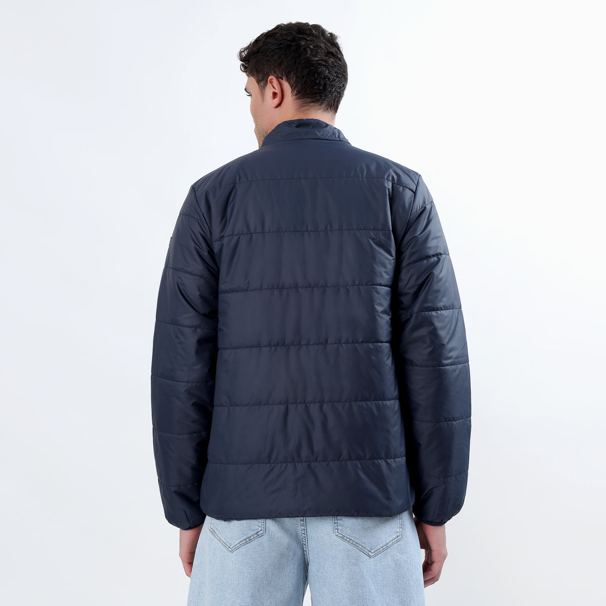 Men's Basic Winter Puffer Jacket – Water Repellent, Quilted - WH100 (Navy Blue)-thumbmail-10