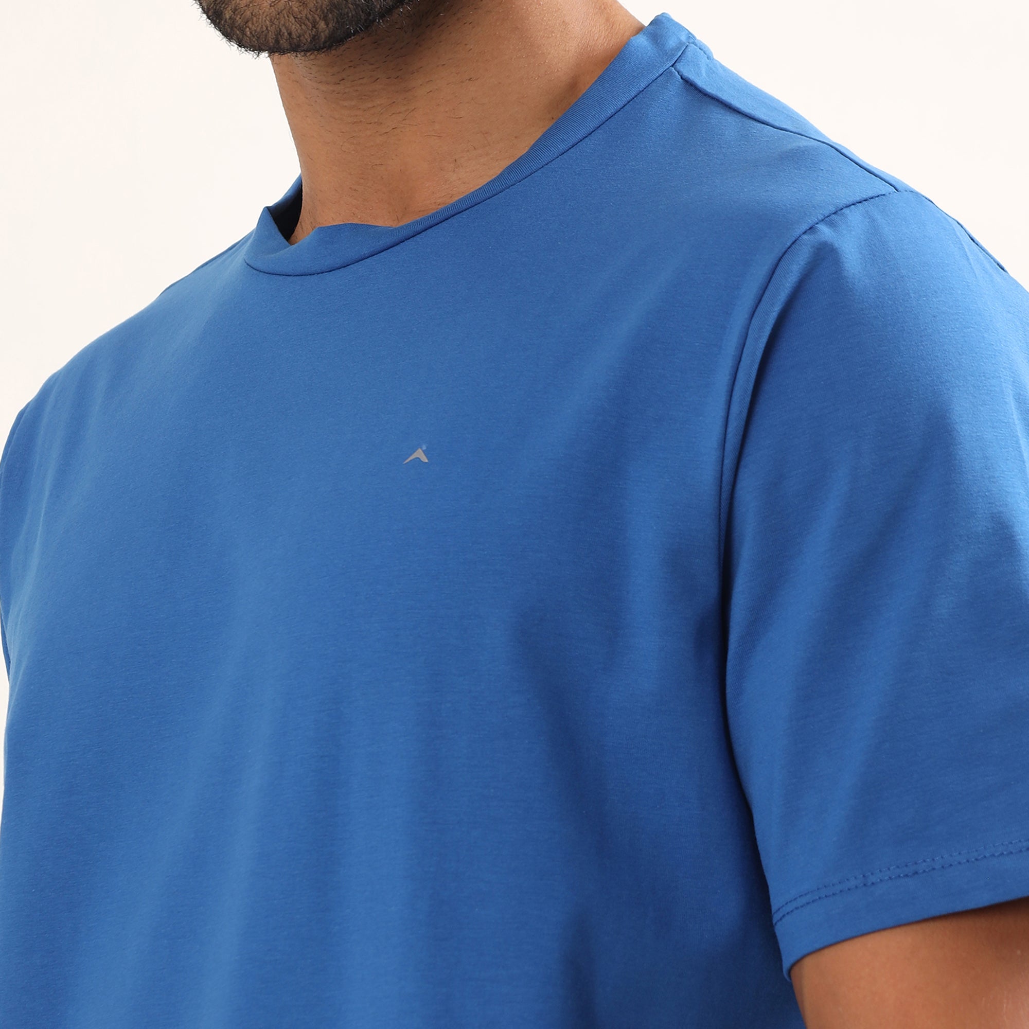 Adventra Men Cotton Lycra Round Neck T-Shirt | APR500 | Navy Blue-thumbmail-2