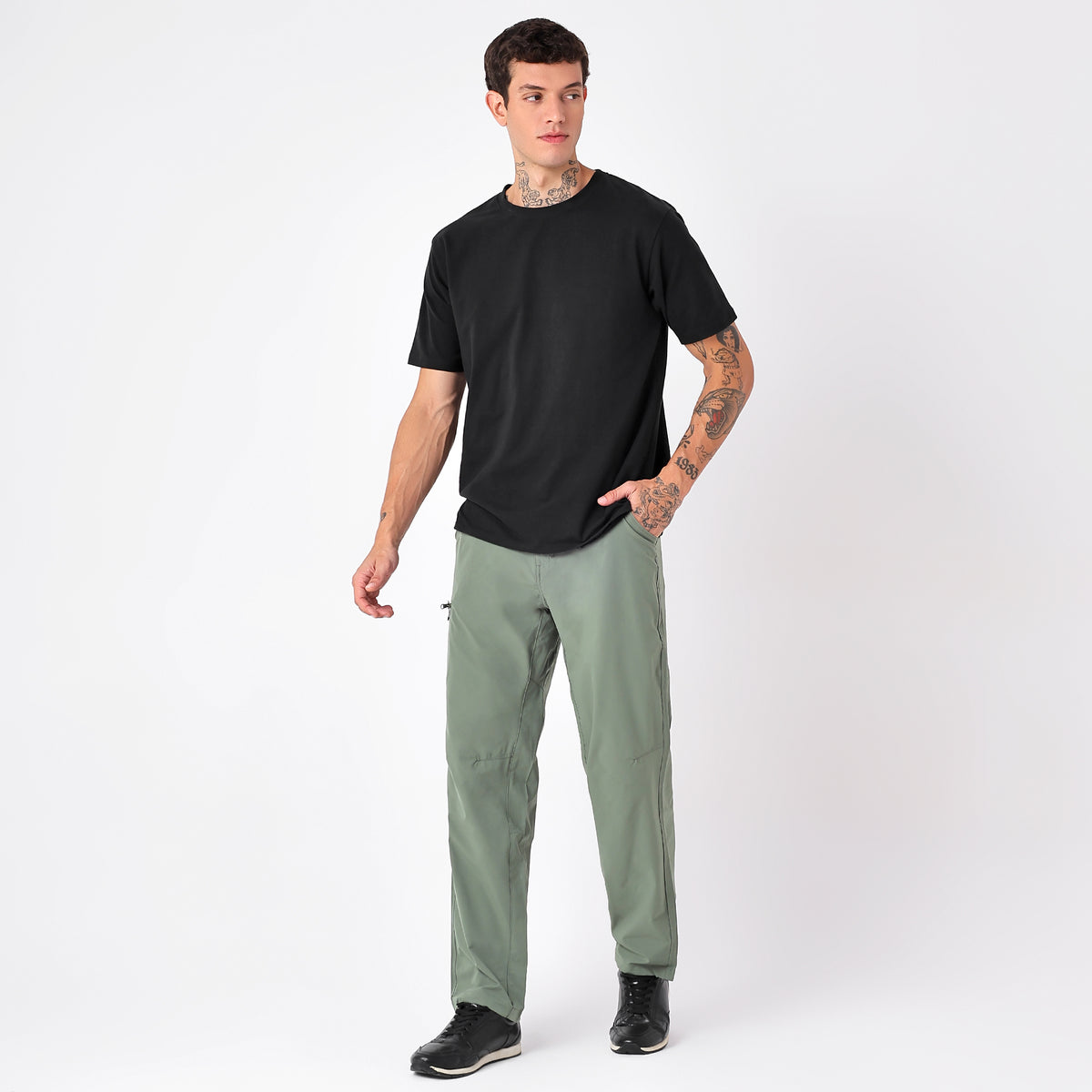 Men's Lightweight Cargo Pants with Zipper Pockets (EH910) - Olive-thumbmail-2