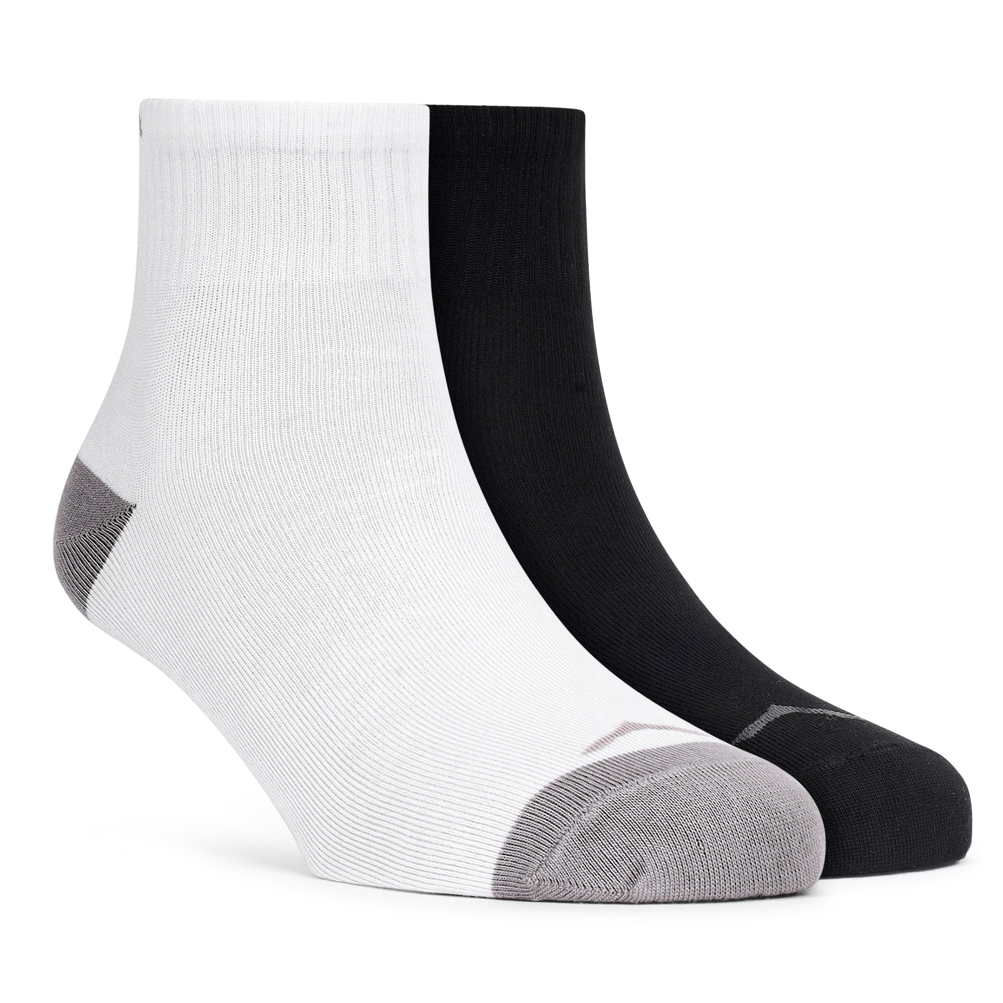 Mid Ankle Cotton Socks - Pack of 2 (BS500) -White-Black