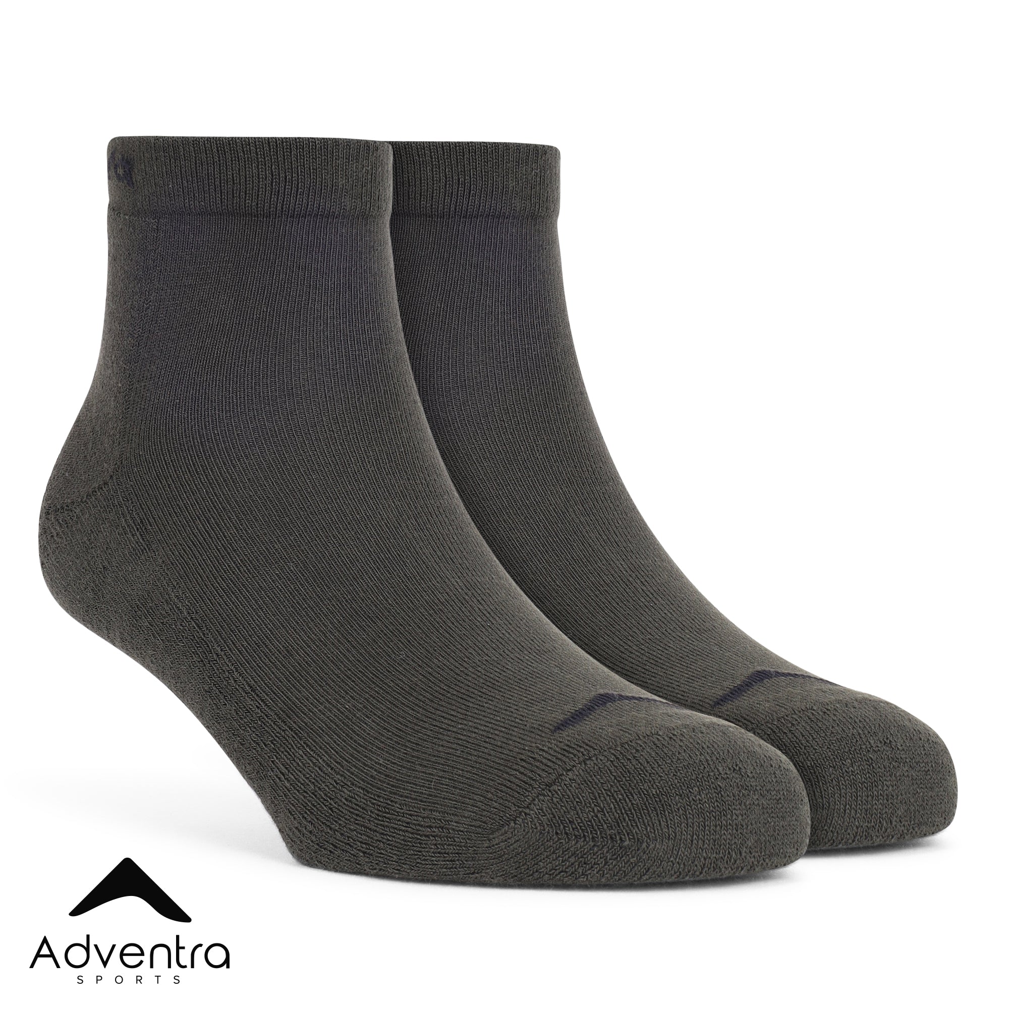 Low Ankle Cotton Socks – Pack of 2 (ES500) – Olive and Black-thumbmail-5