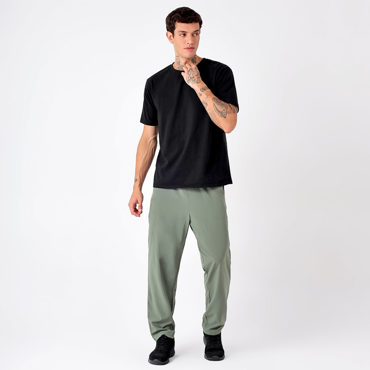 Men's Long Track Pants with 1 Zipper Pocket (EH930) Olive-thumbmail-2