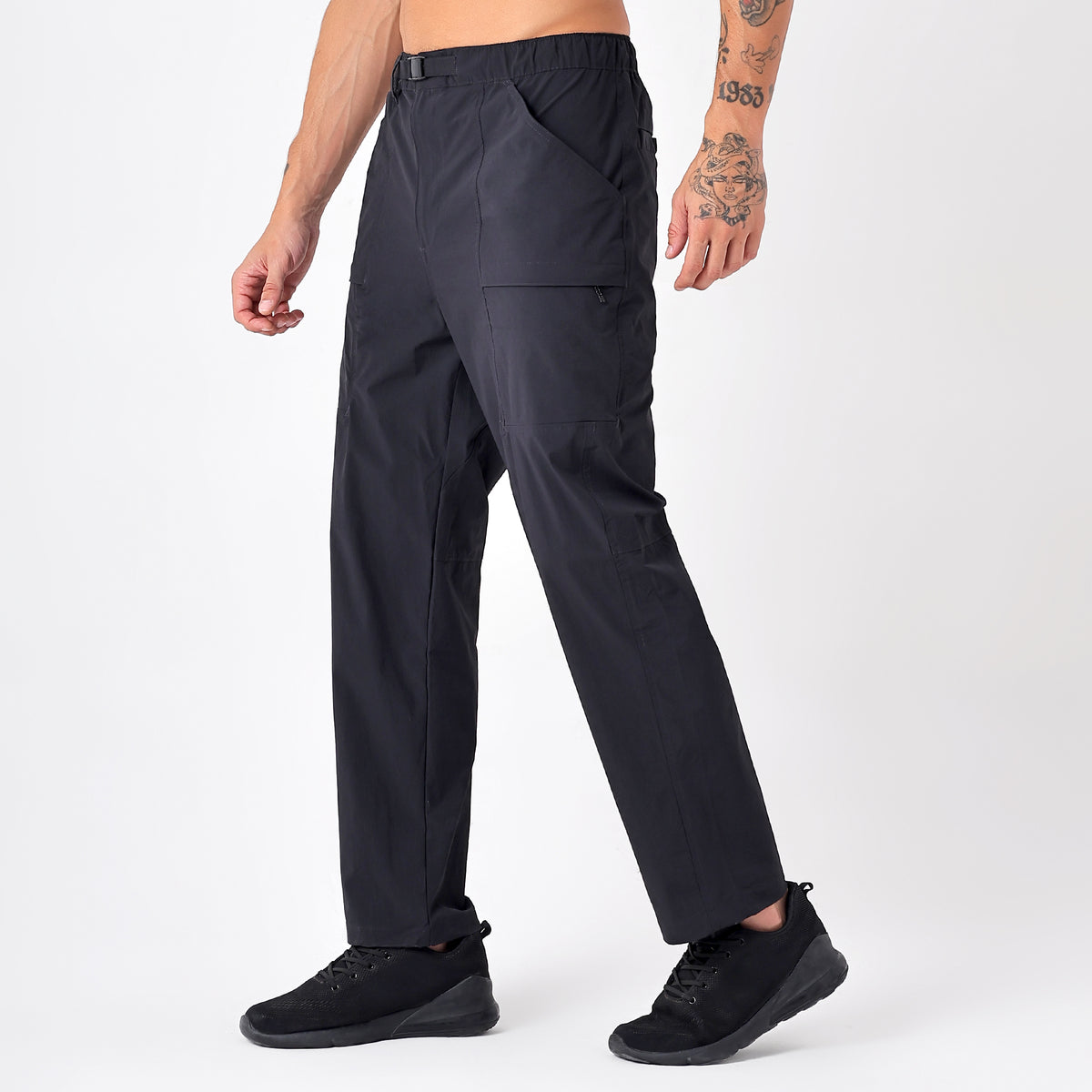 Men's Lightweight Long Pants with Buckle Belt (EH970) Navy-thumbmail-2