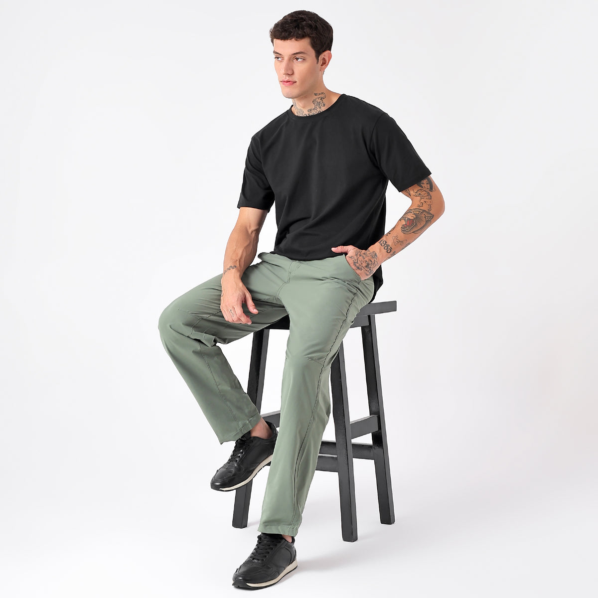 Men's Lightweight Cargo Pants with Zipper Pockets (EH910) - Olive-thumbmail-3