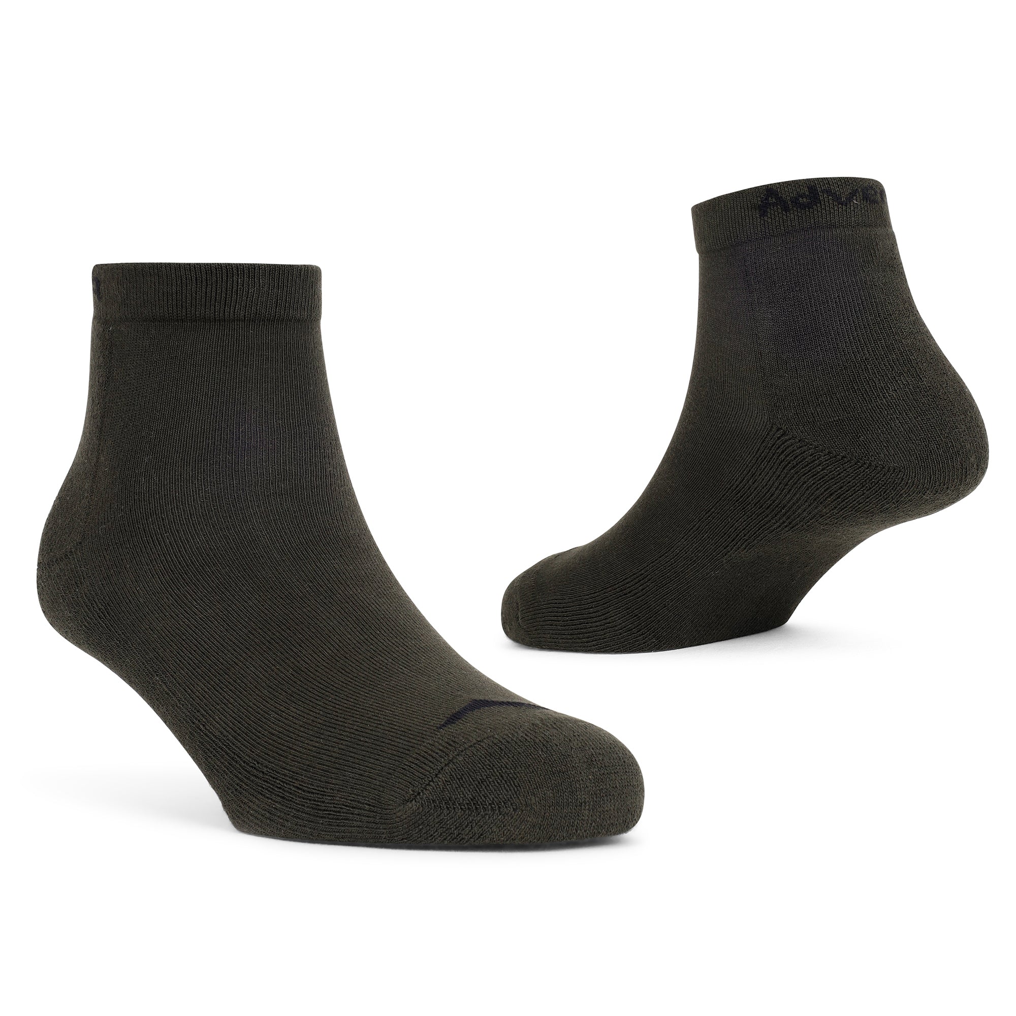 Low Ankle Cotton Socks – Pack of 2 (ES500) – Olive and White-thumbmail-5