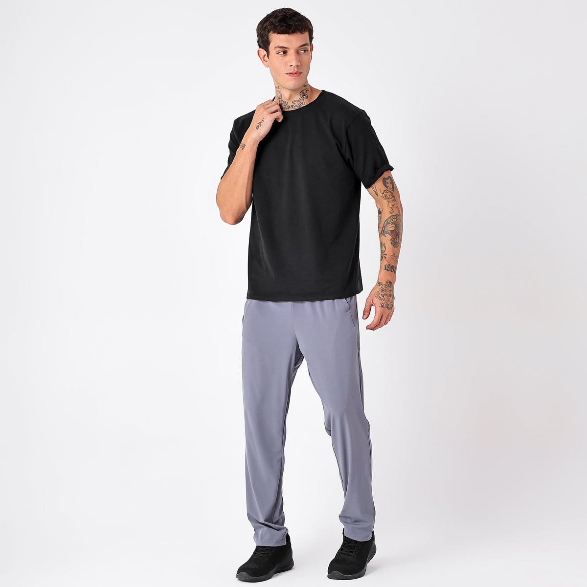 Men's Long Track Pants with 1 Zipper Pocket (EH930) Grey-thumbmail-2