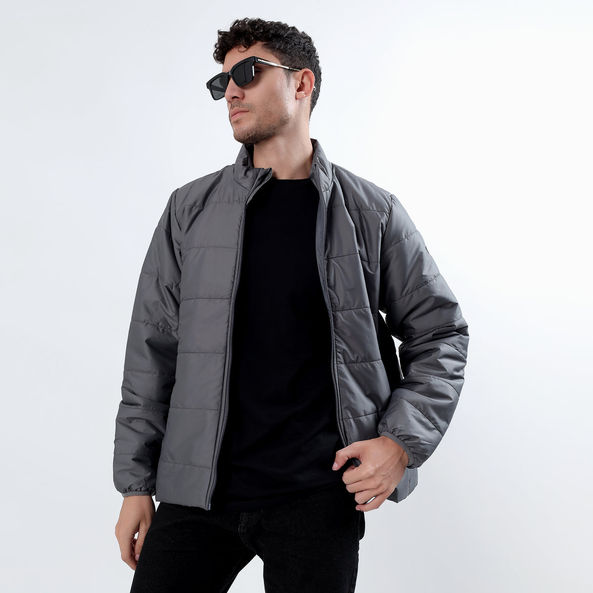 Men's Basic Winter Puffer Jacket – Water Repellent, Quilted - WH100 (Grey)-thumbmail-6