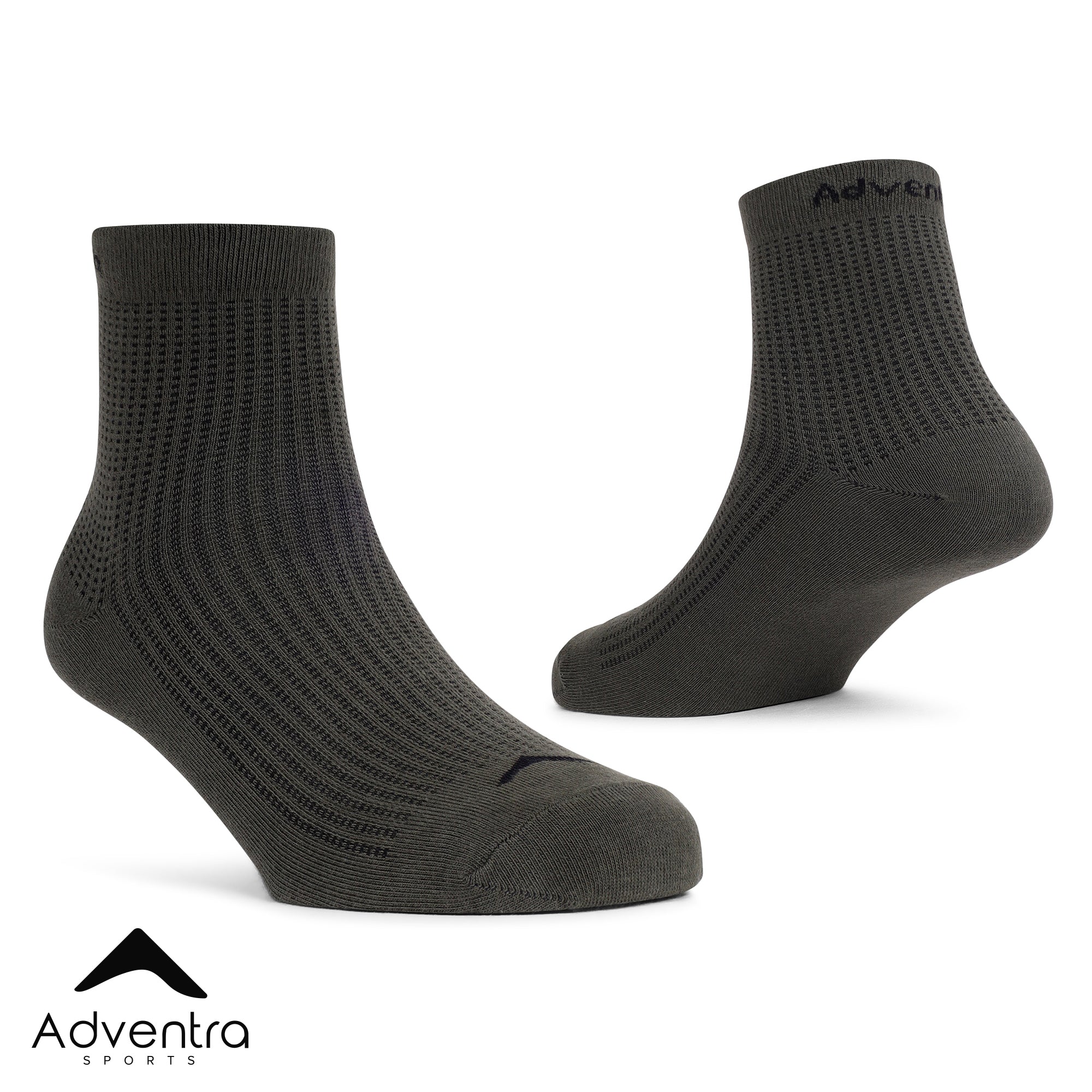 Mid Ankle Cotton Socks – Pack of 2 (ES700) – Olive and Black-thumbmail-5