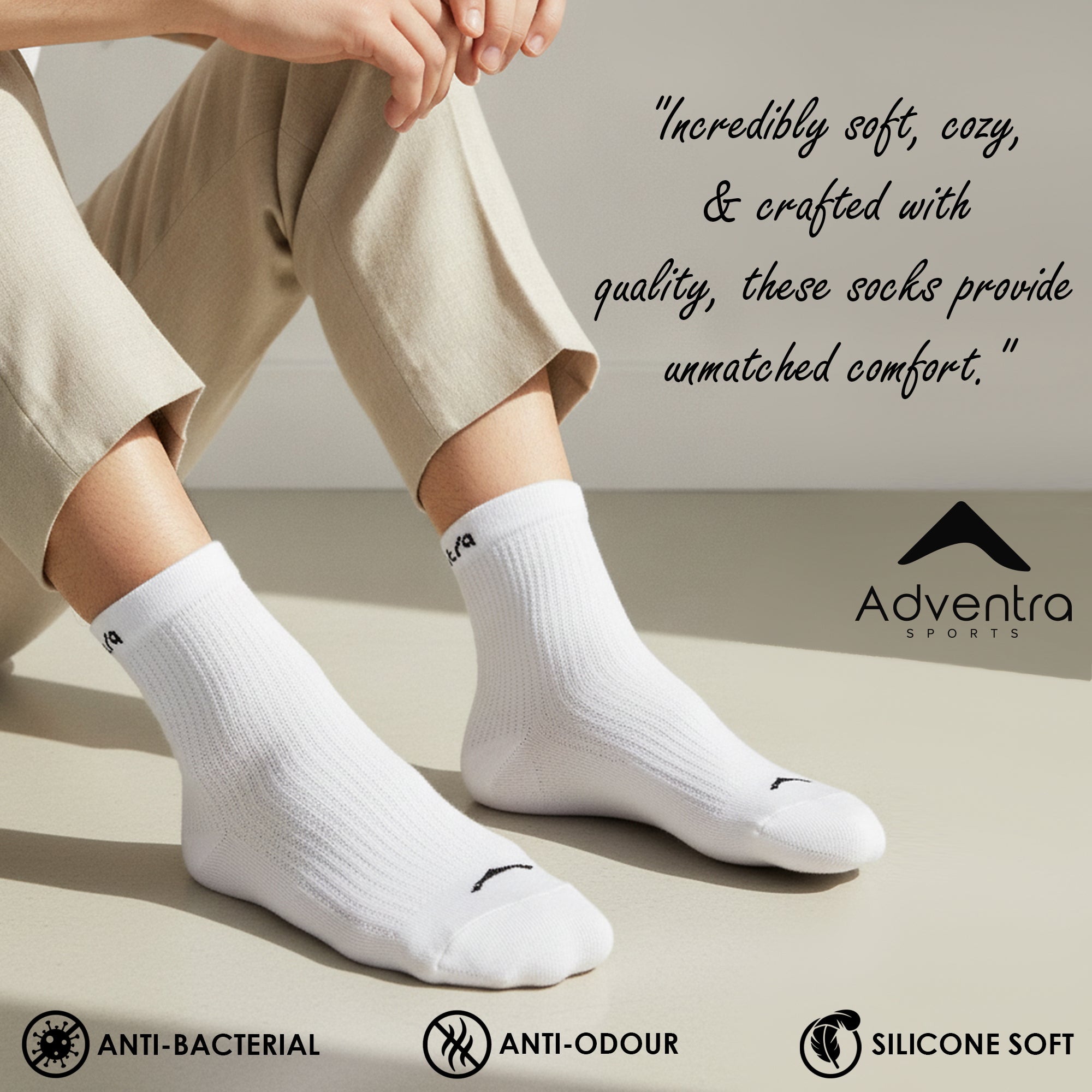 Mid Ankle Cotton Socks – Pack of 2 (ES700) – Olive and White-thumbmail-4