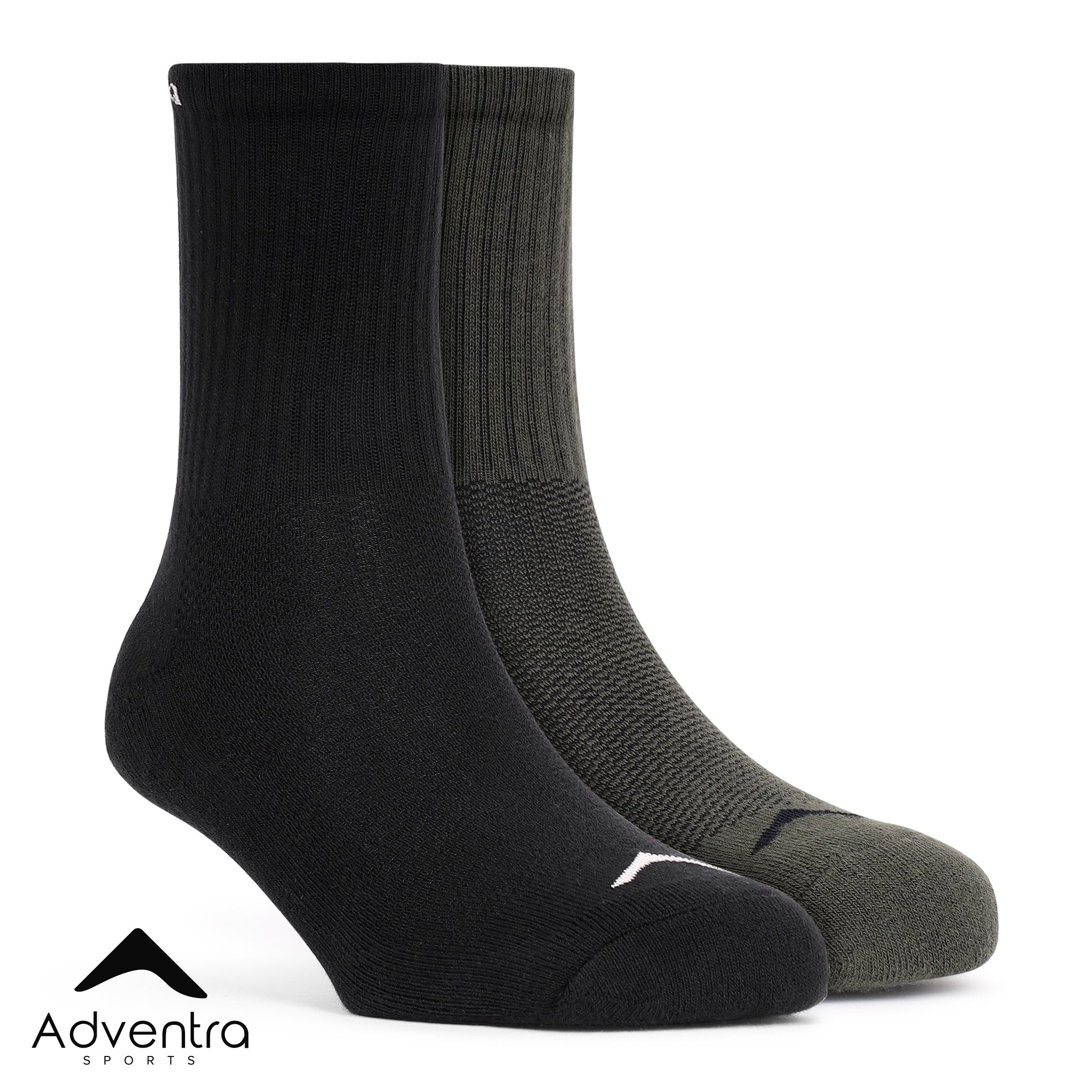 High Ankle Socks - Pack of 2 (ES500) - Black and Olive-thumbmail-1