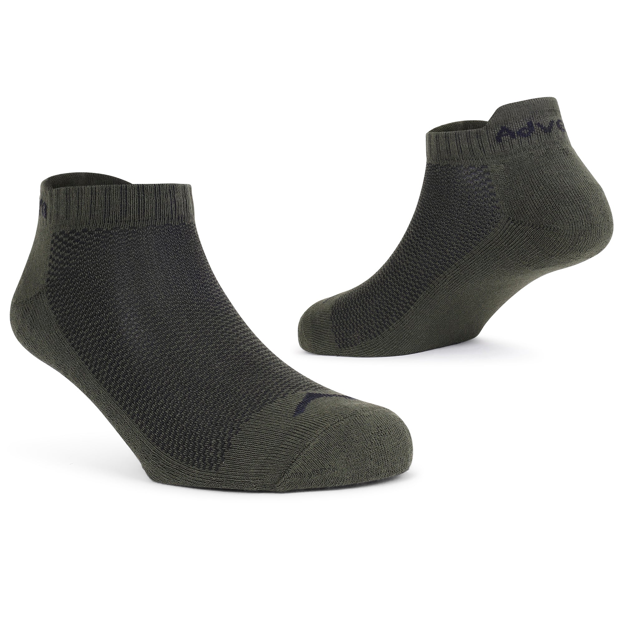 Low Ankle Cotton Socks – Pack of 2 (ES400) – White and Olive-thumbmail-5