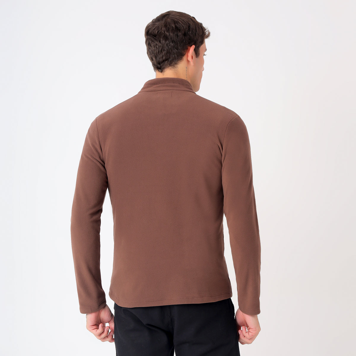 Men's Half Zip Fleece Jacket – Lightweight (EH400) Brown-thumbmail-2