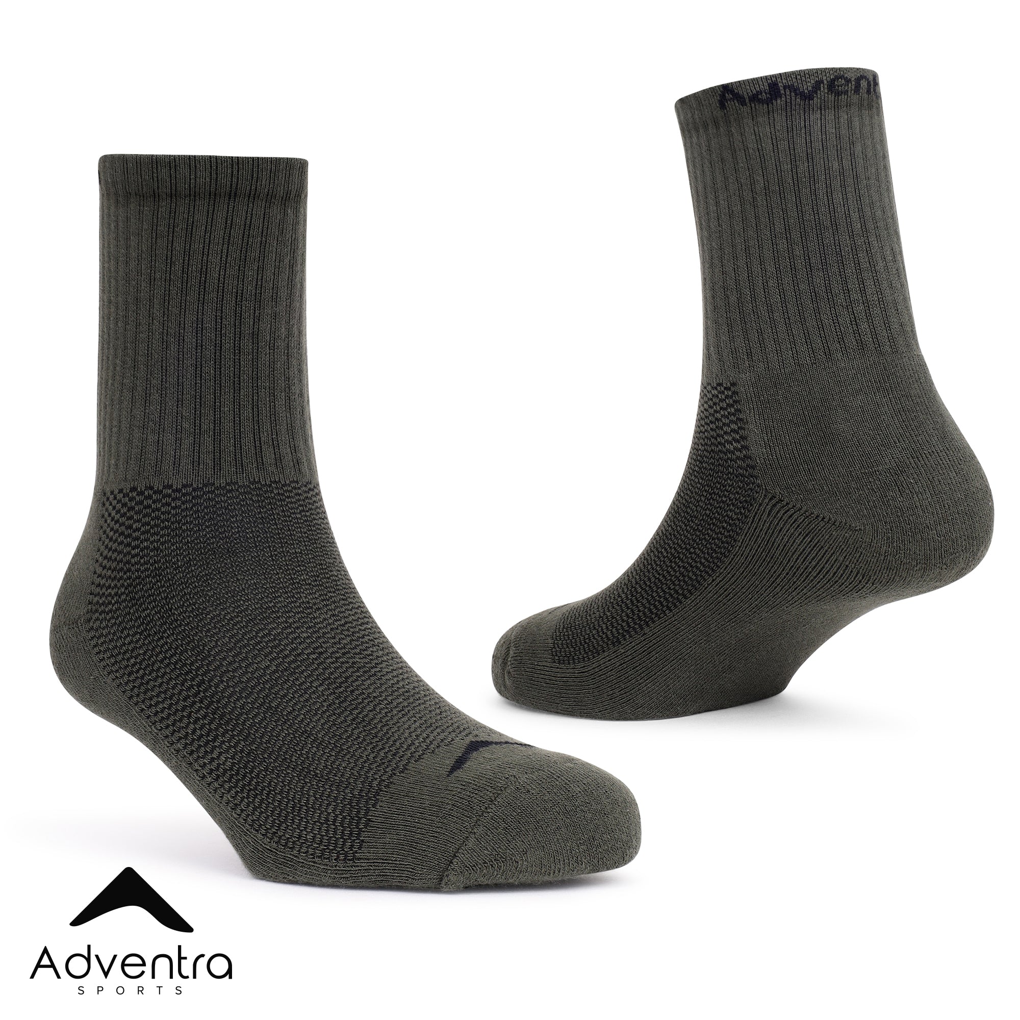 High Ankle Socks - Pack of 2 (ES500) - Olive and White-thumbmail-5